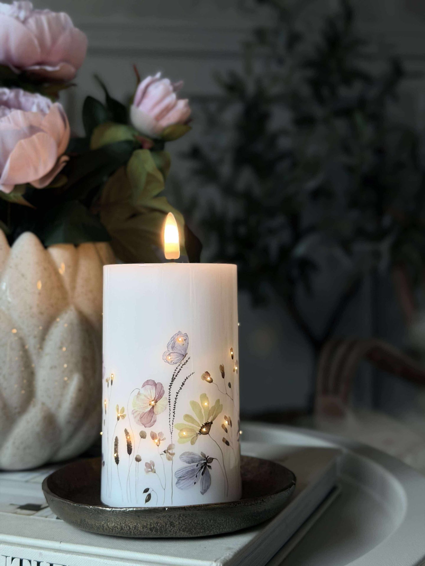 LED Blockljus Flower TWINKLE - 12,5cm