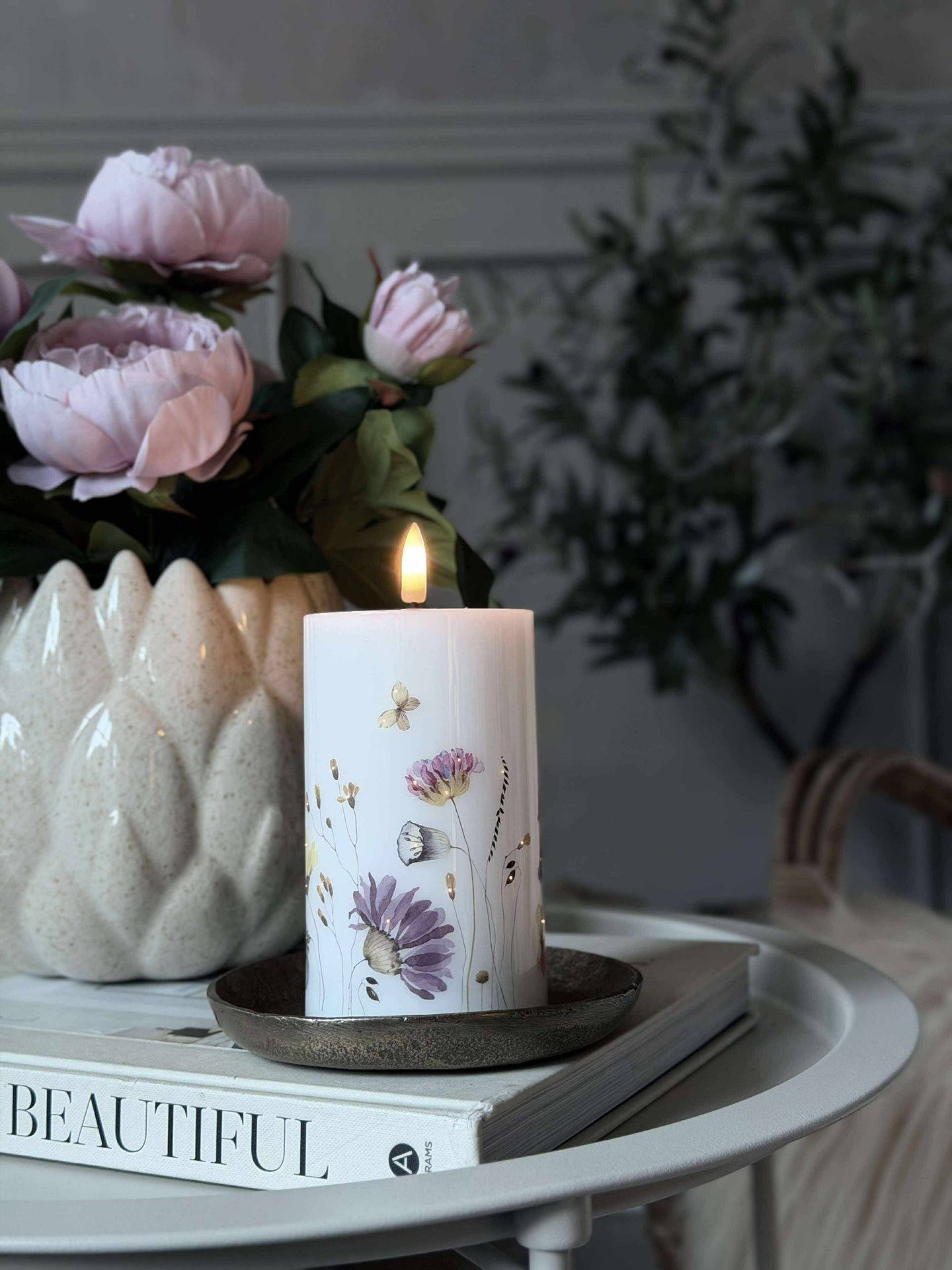 LED Blockljus Flower TWINKLE - 12,5cm