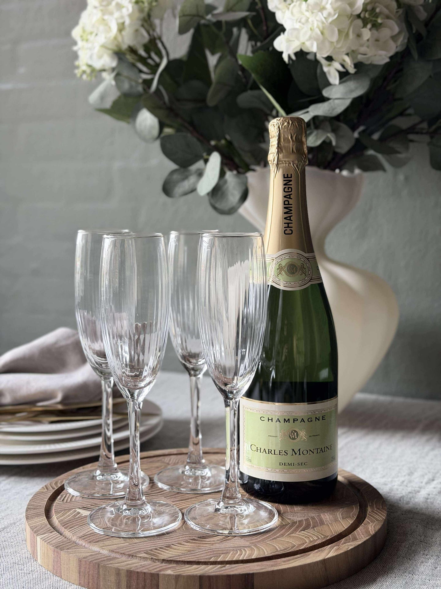 Champagneglas Rillet med guldkant - 4 st.