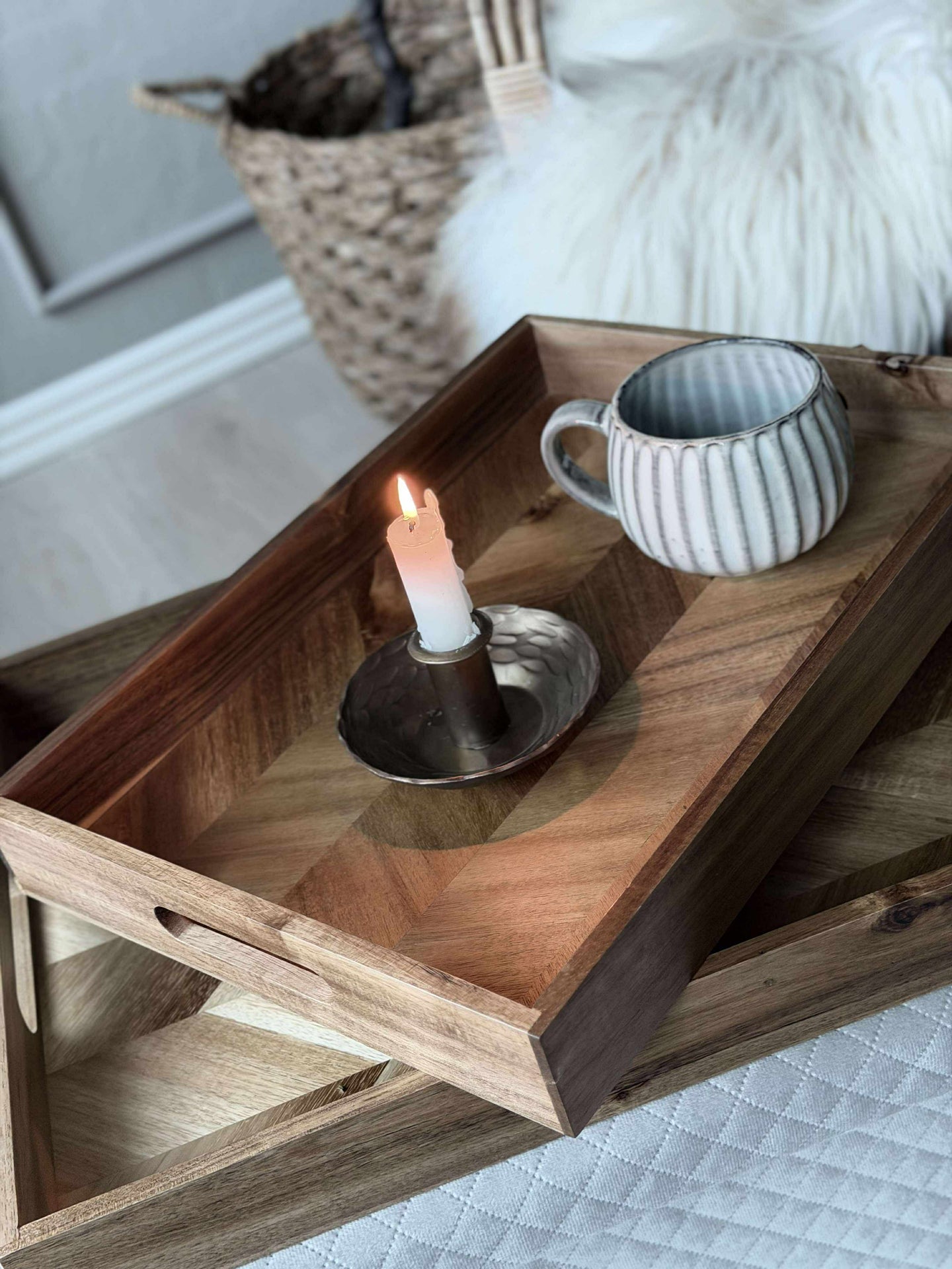 Bricka fiskbensmönster - 48 cm