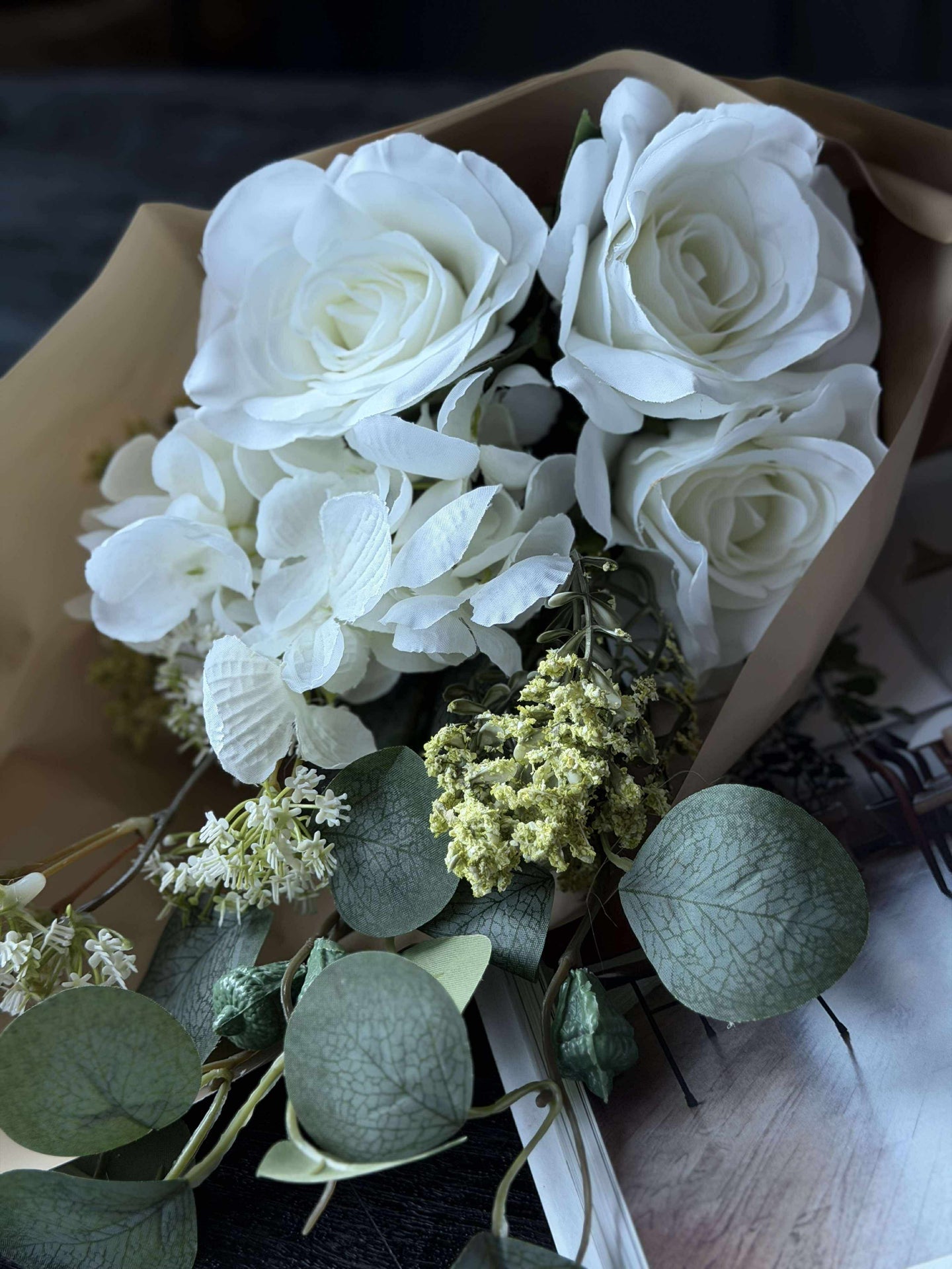 Bukett med hortensia - Vit