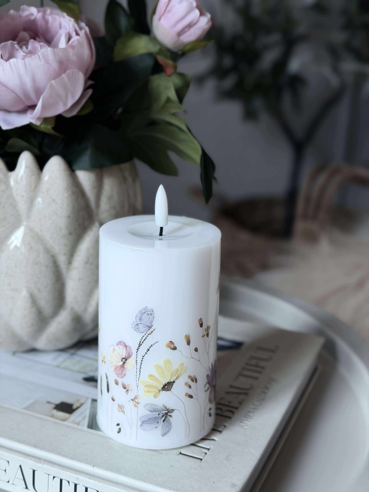 LED Blockljus Flower TWINKLE - 12,5cm
