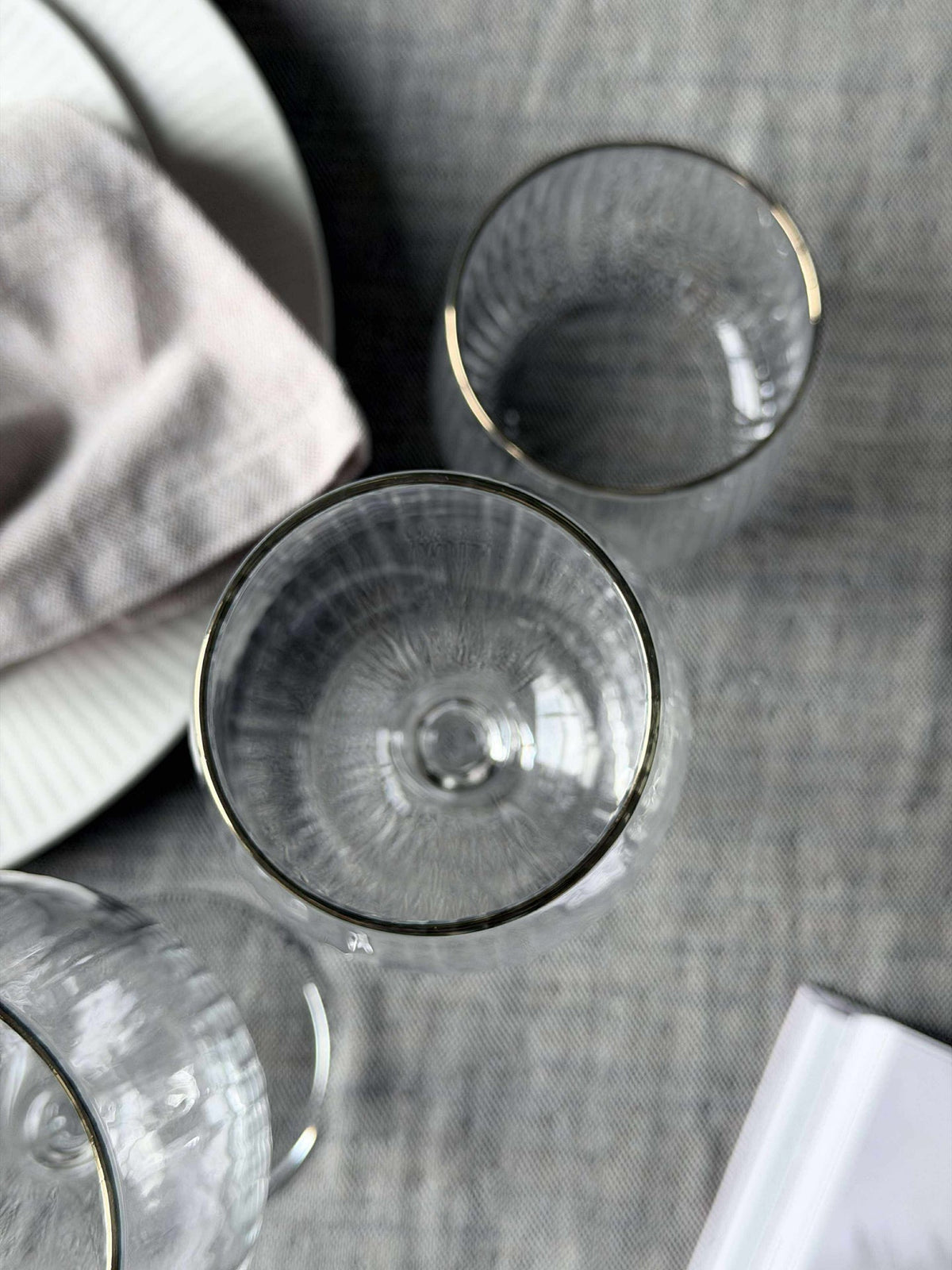 Vinglas Ribbade med guldkant - 4 st. 350 ml