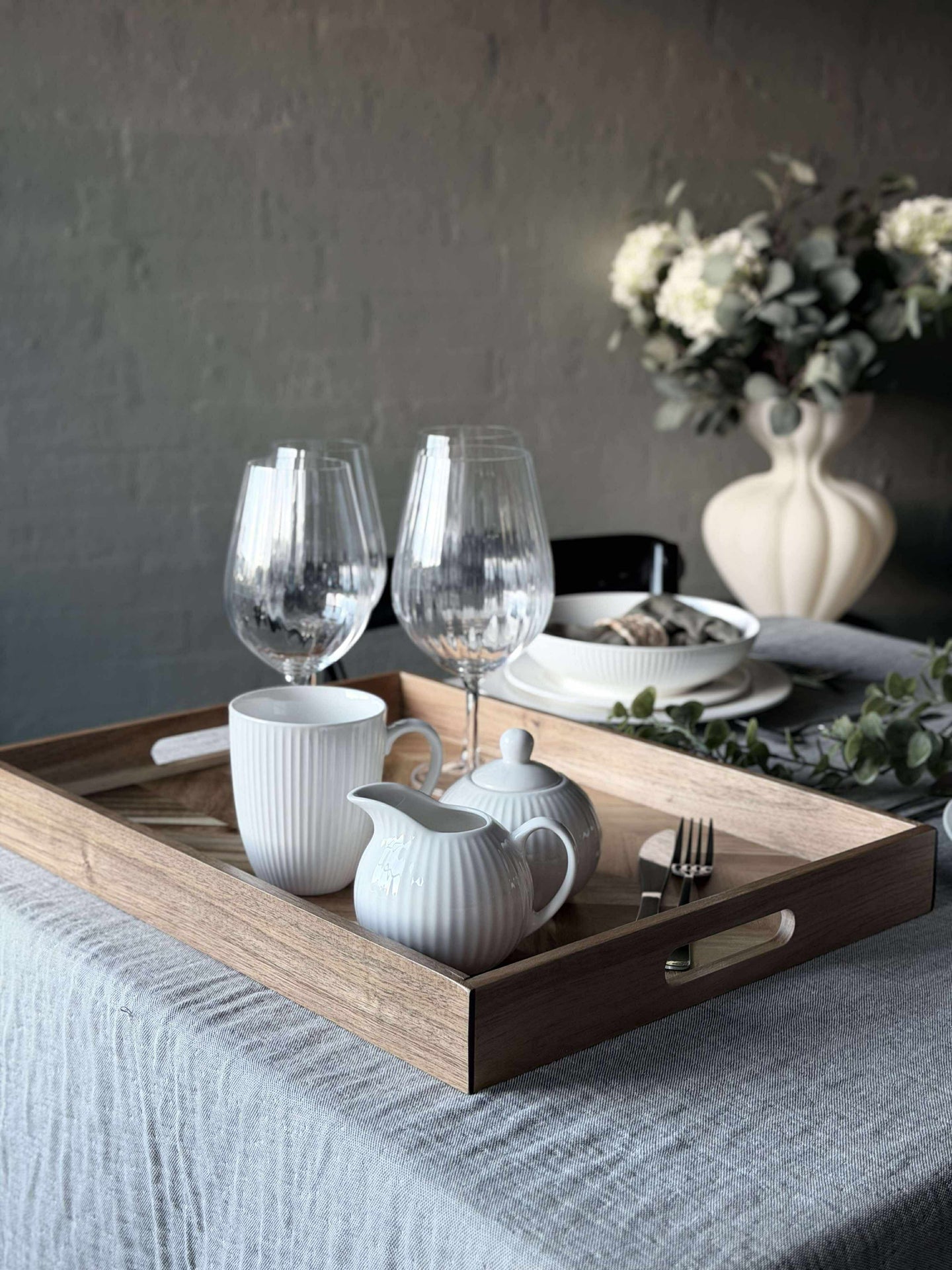 Bricka fiskbensmönster - 48 cm