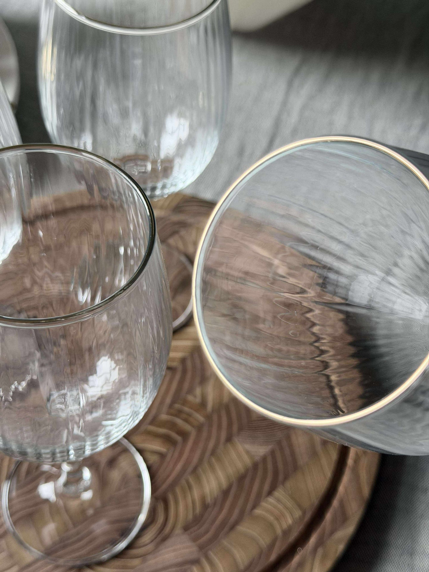 Vinglas Rödvin Räfflad med guldkant - 4 st