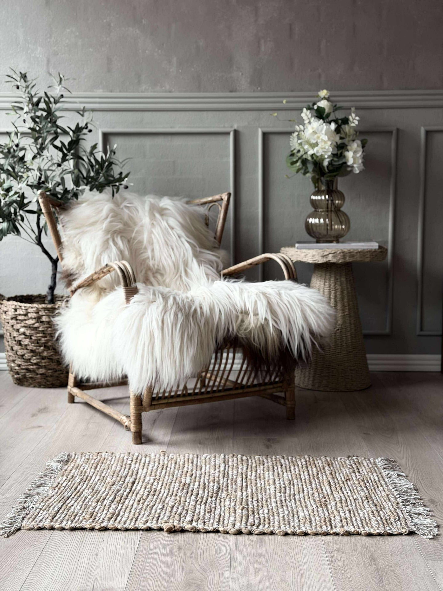 Dörrmatta Jute med fransar - Natur