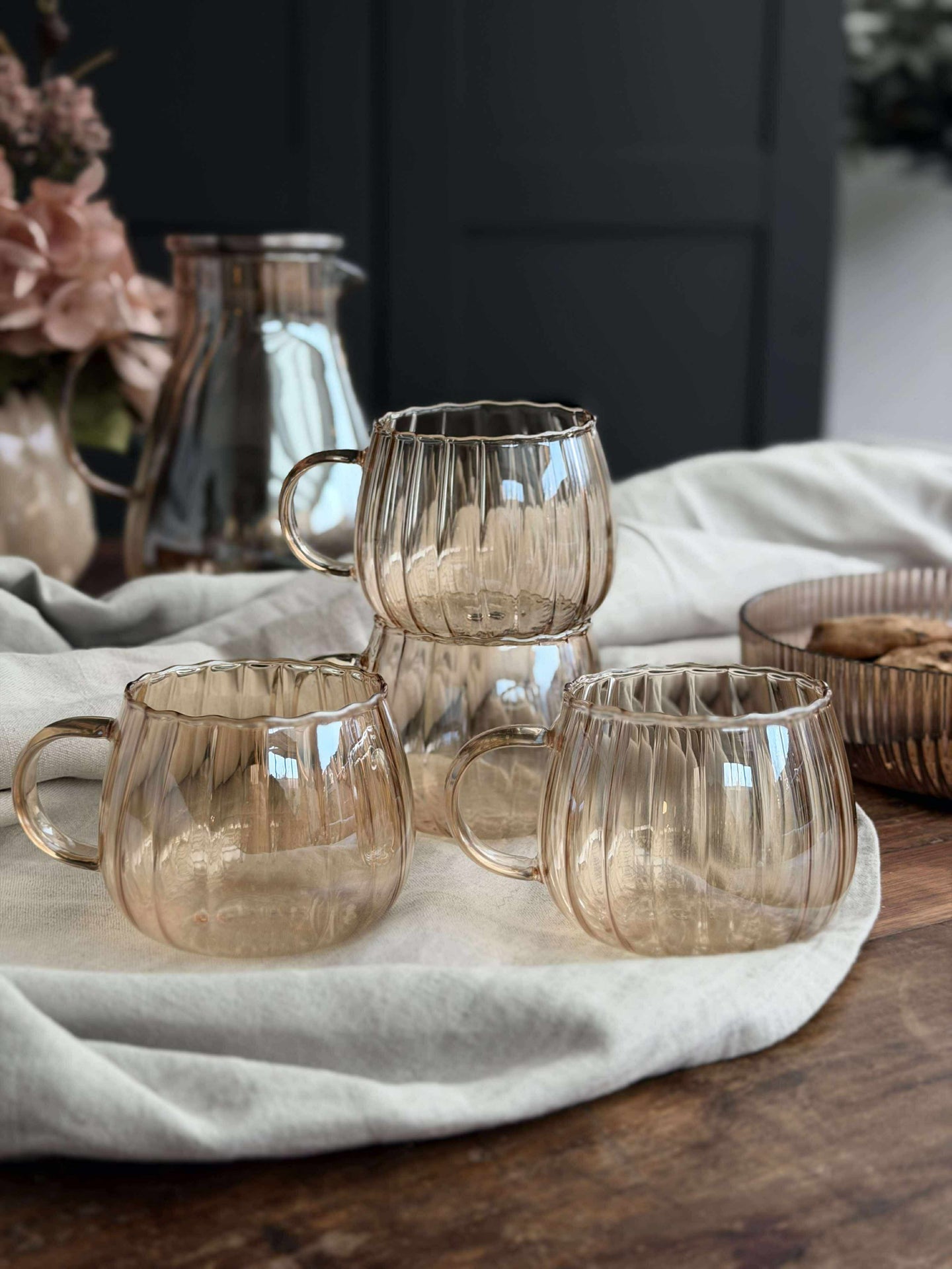 Glaskoppar med rillor - 4 st.