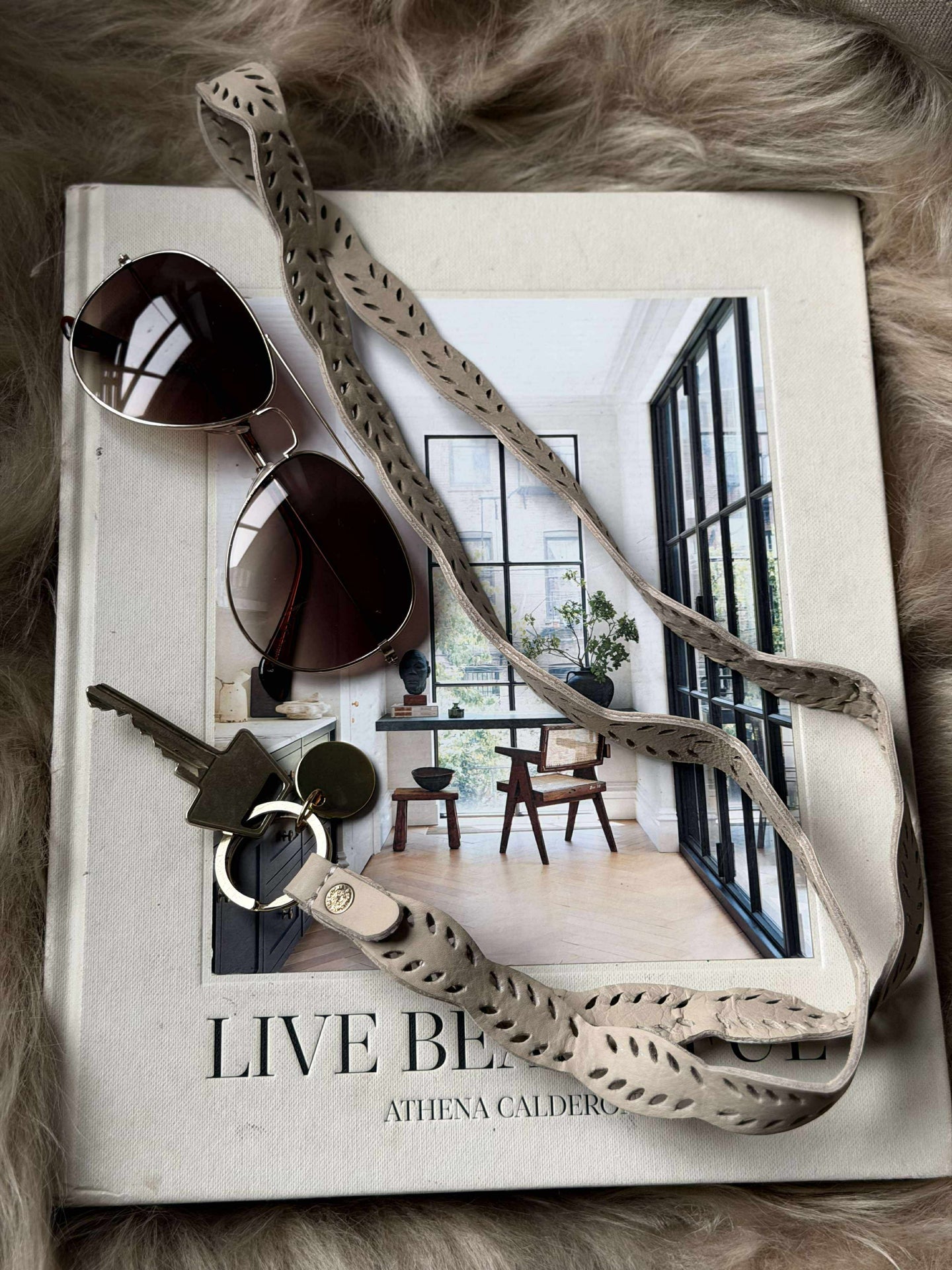 Boho nyckelring - Beige