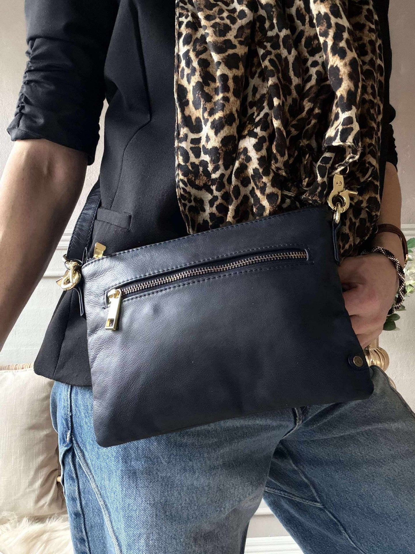 Vacker läderclutch - LADY Midnight Blue