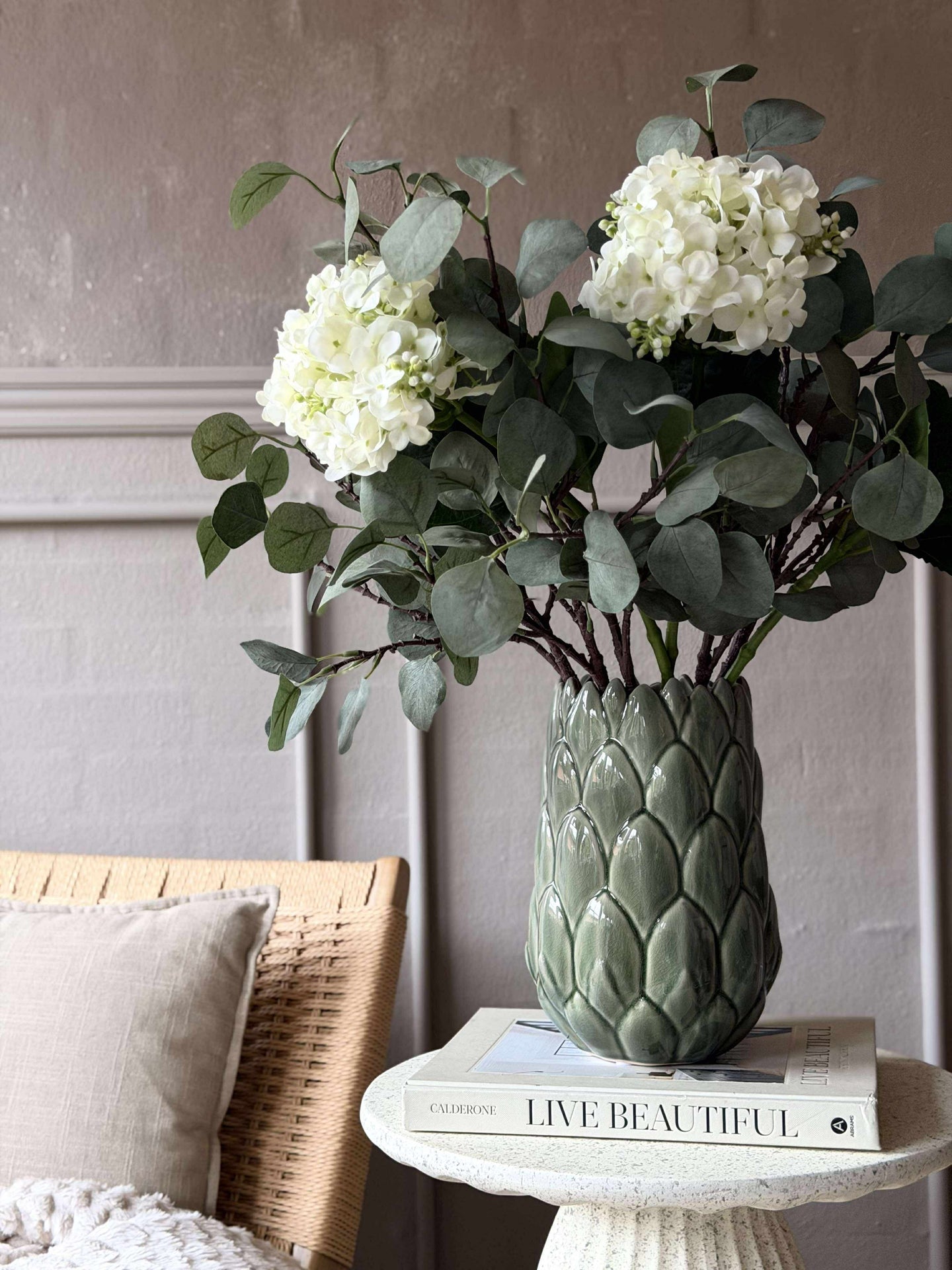 Stengods vas - Grön