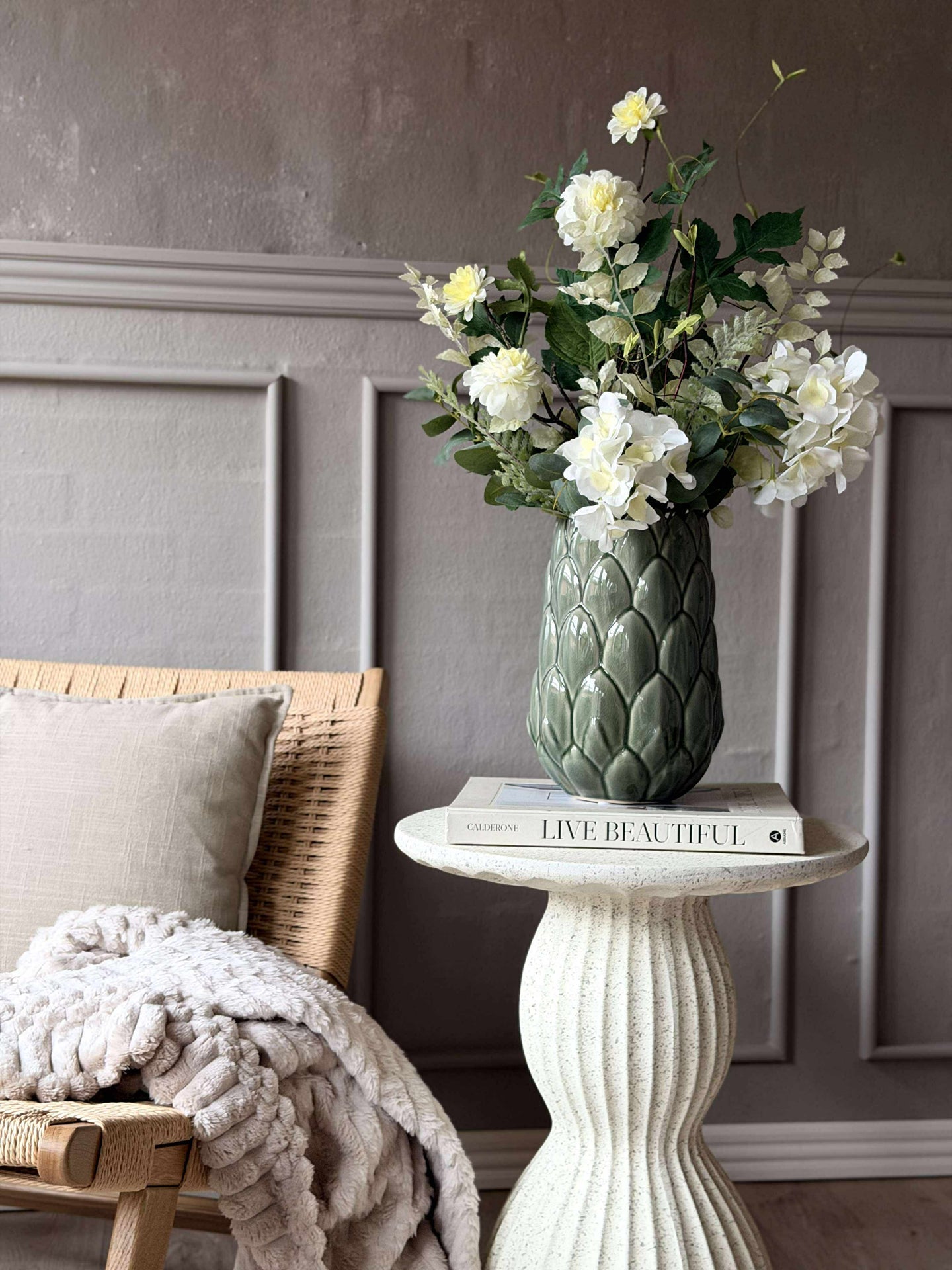 Stengods vas - Grön