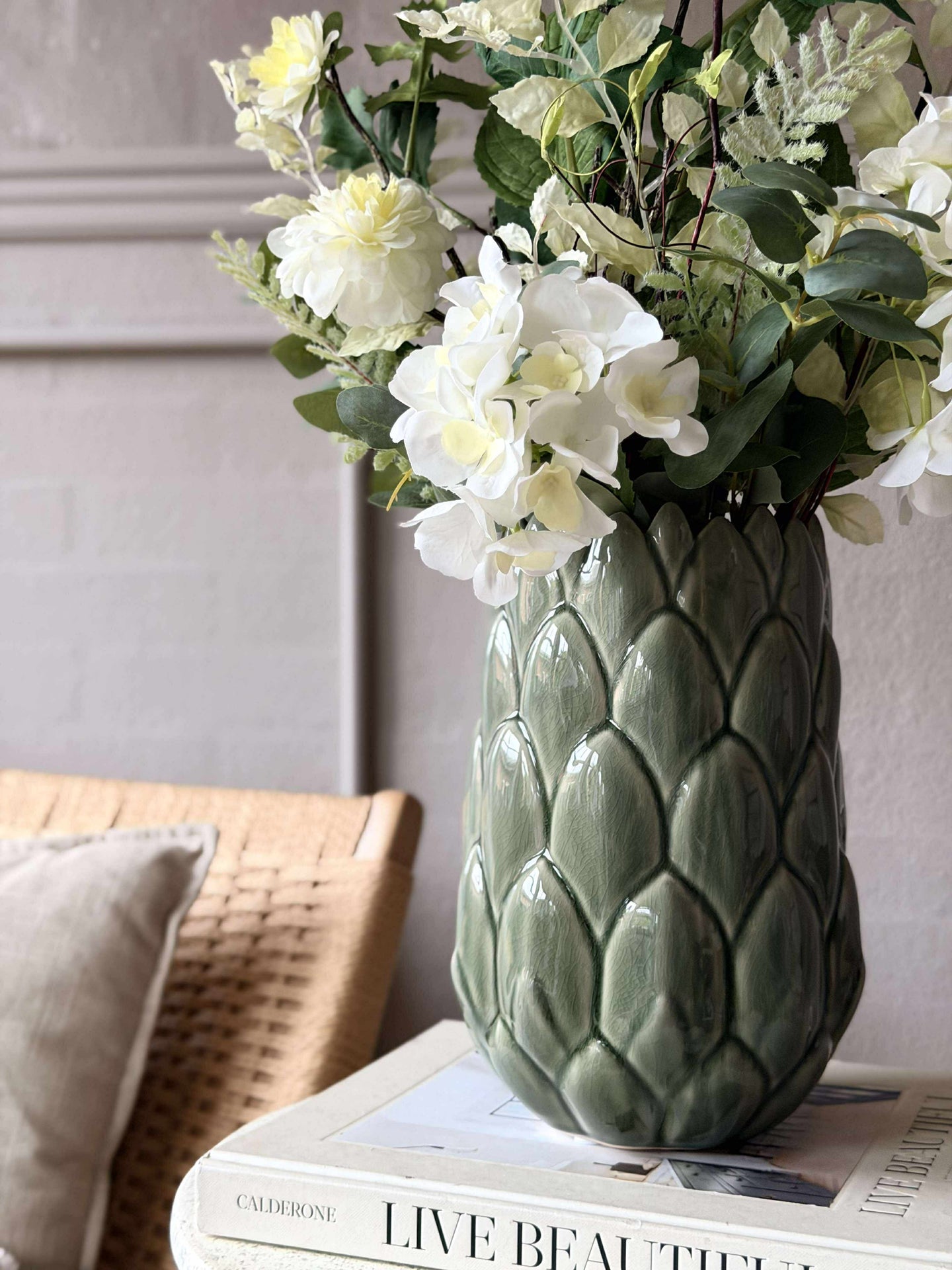 Stengods vas - Grön