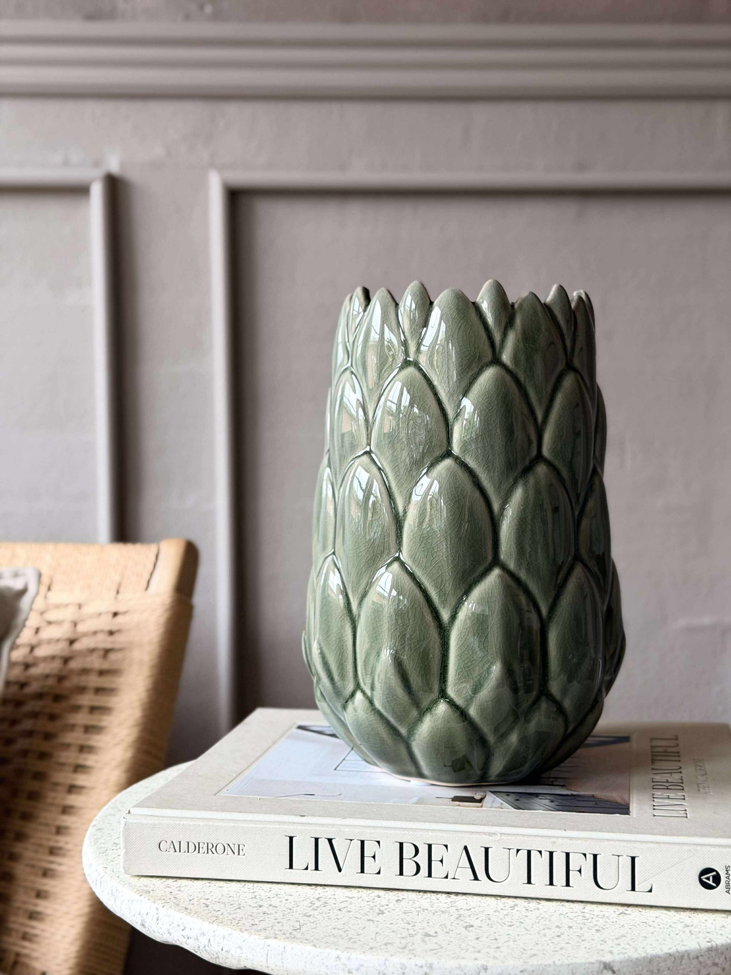 Stengods vas - Grön