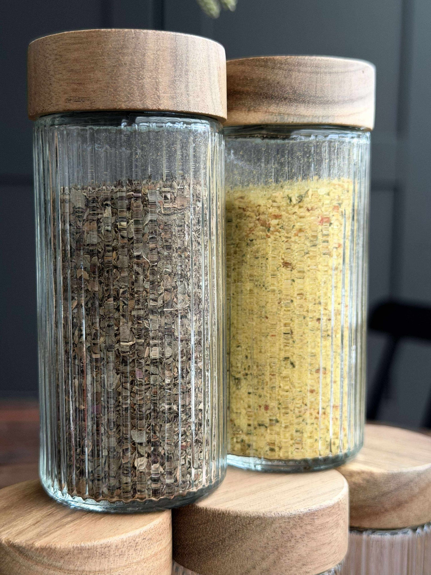 Kryddburkar med trälock - 6 st