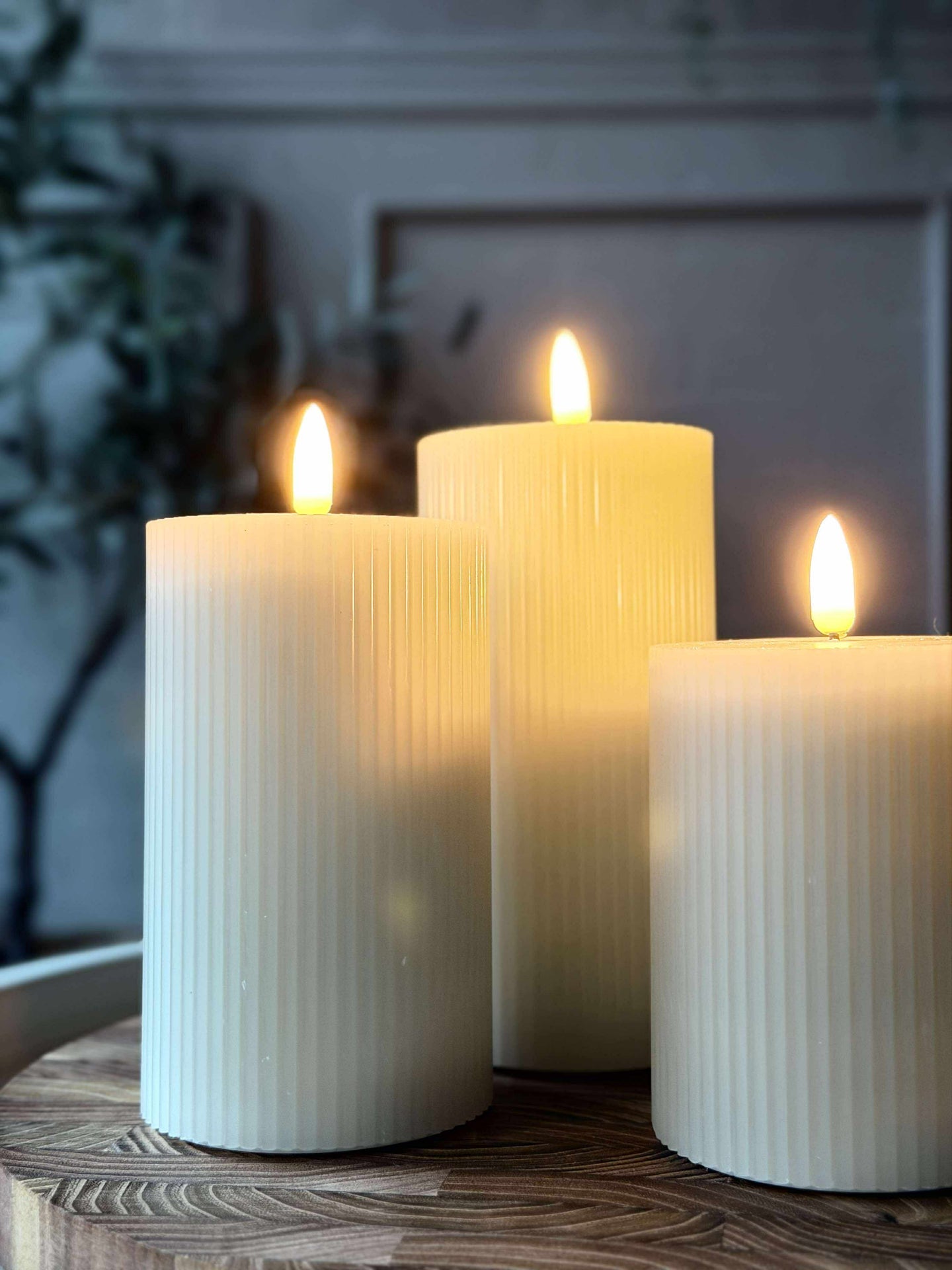 LED Blockljus Mint med räfflor - Set med 3 st | Köp här – VIAMAJA.SE