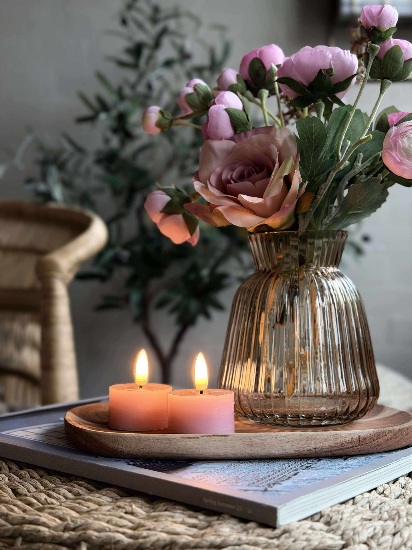 LED Värmeljus 2 st - Rosa vax