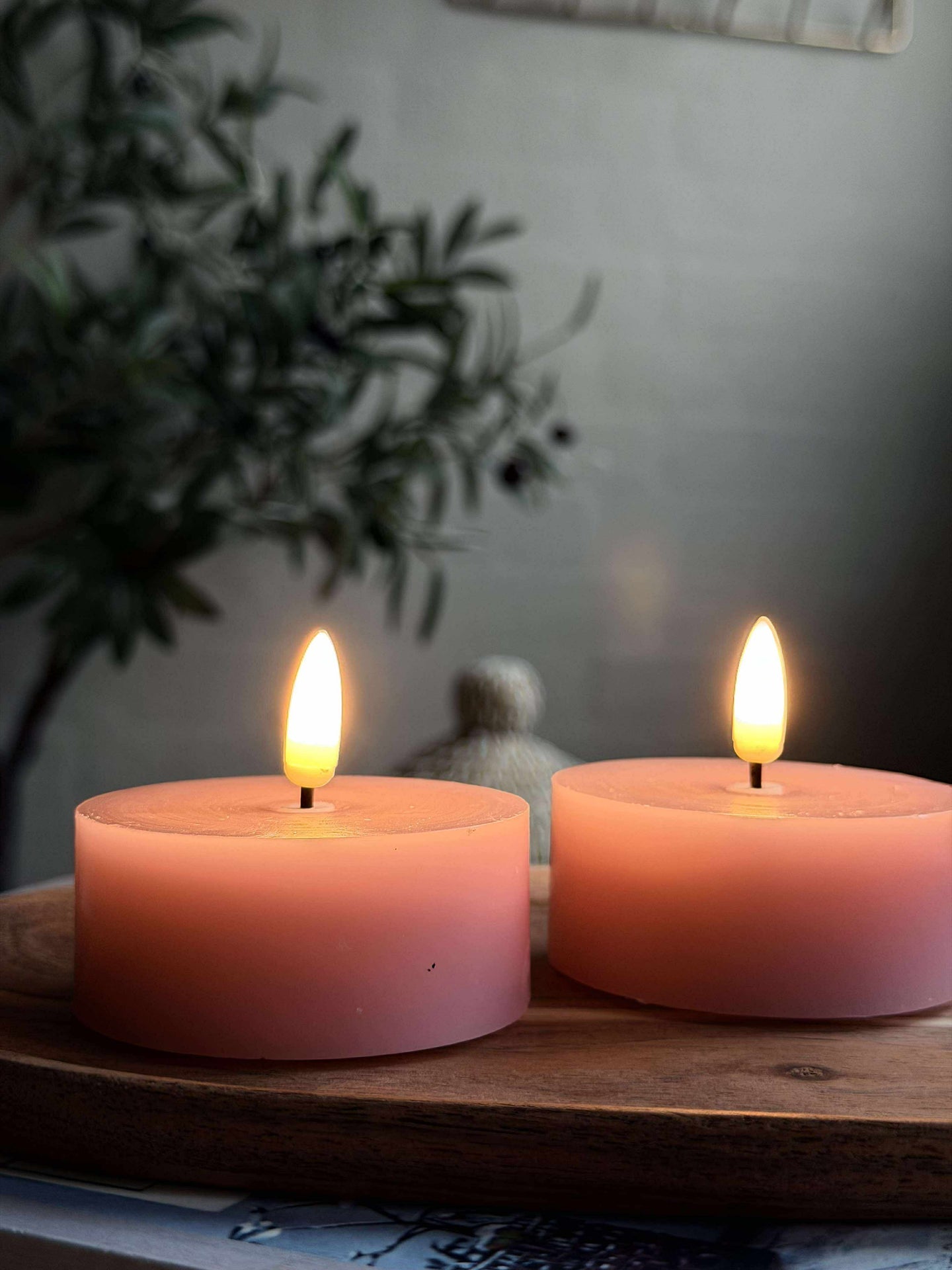 LED JUMBO Värmeljus 2 st - Rosa vax