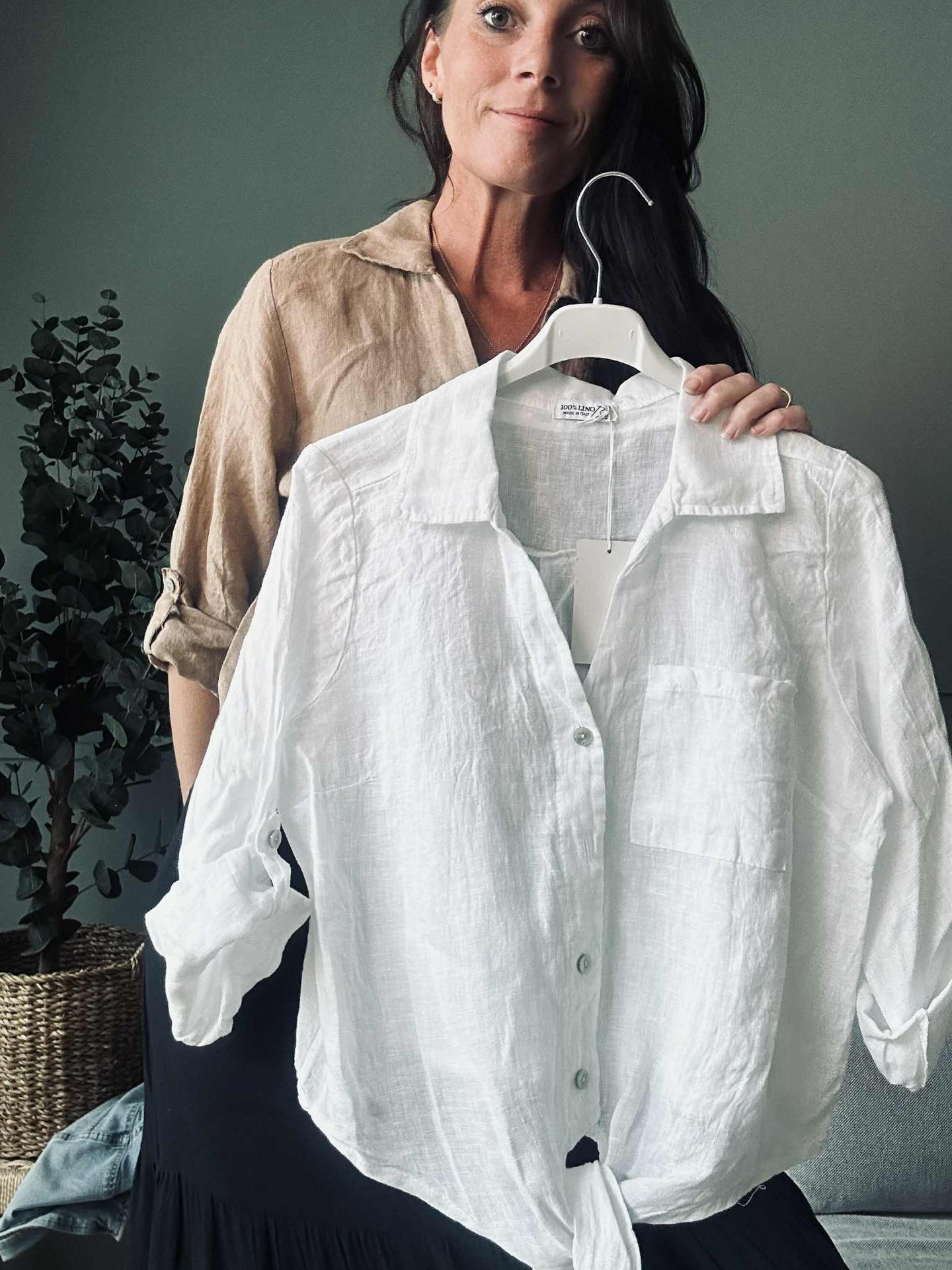 Skjorta vit - 100% linne