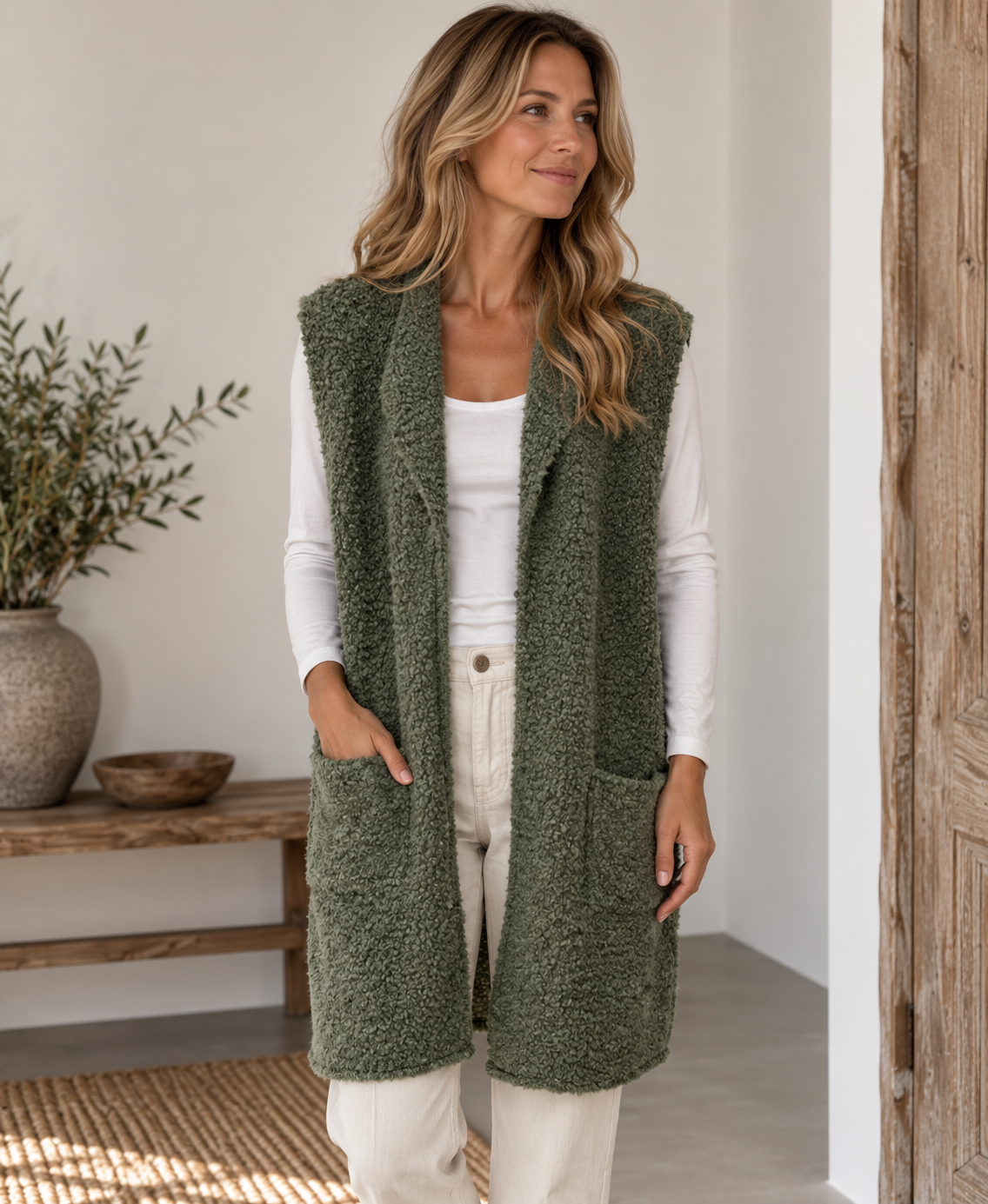Vest bouclé - Kaki