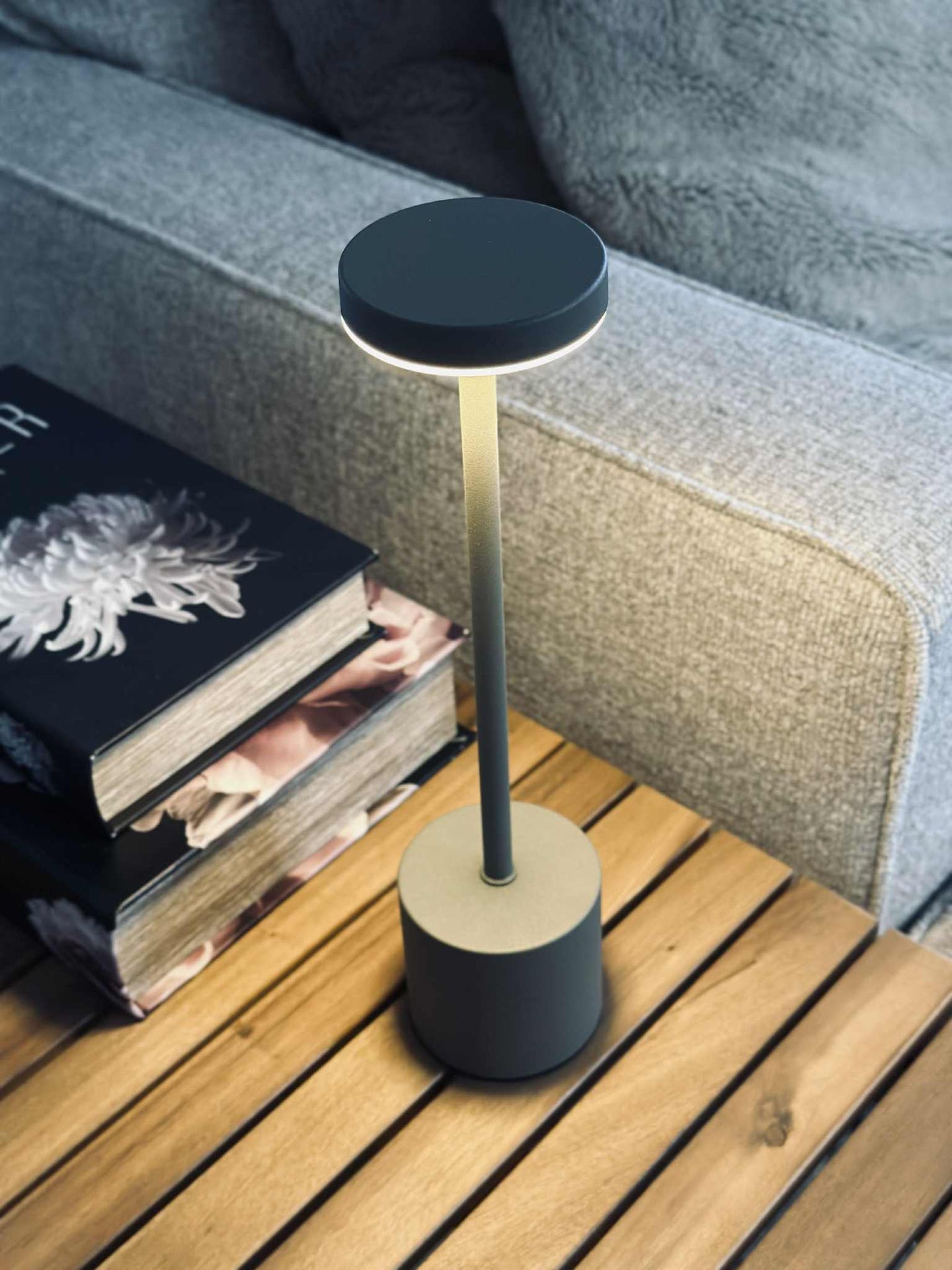 LED bordslampa KELLY Taupe - uppladdningsbar