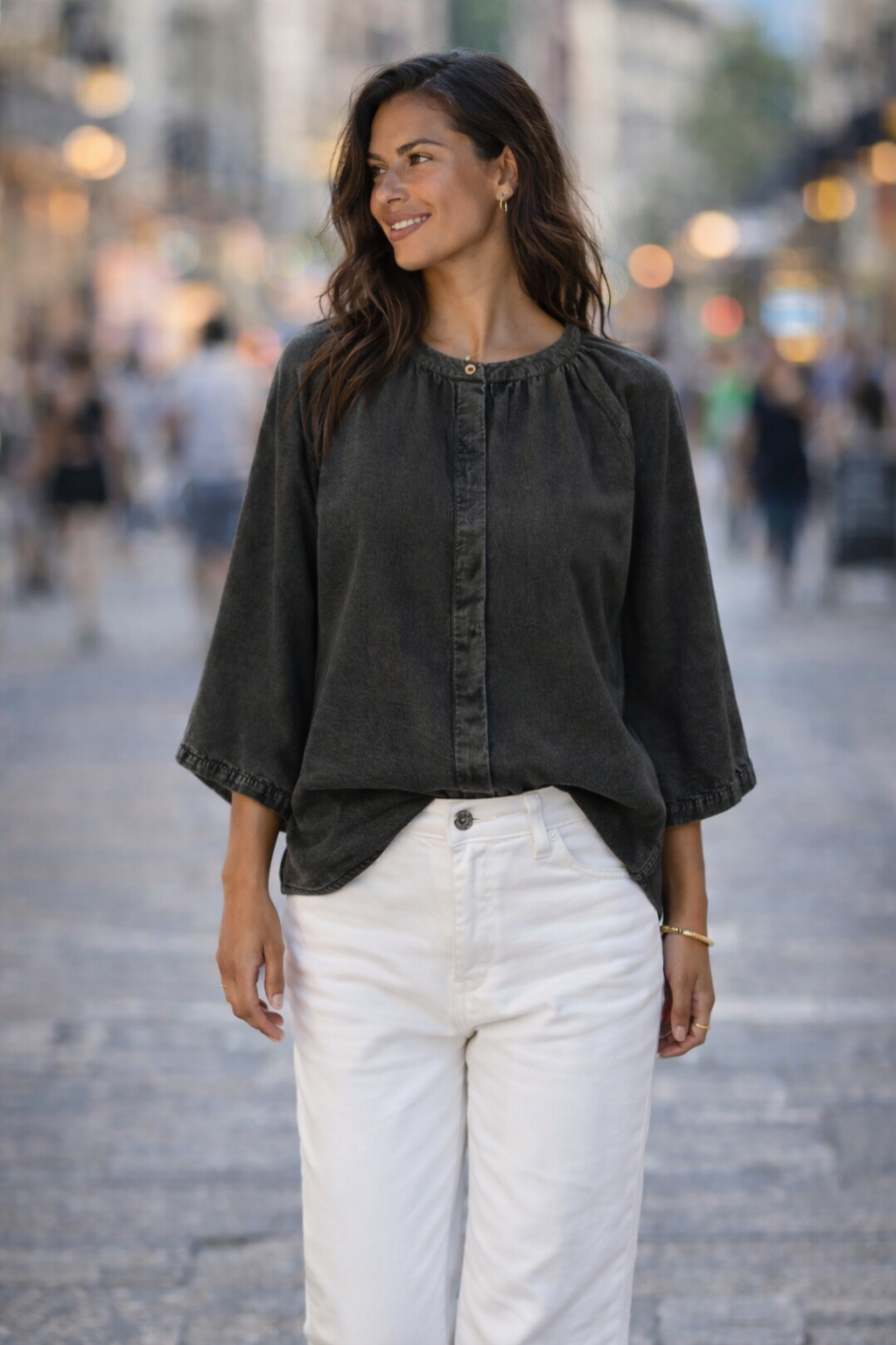 Skjortblus Victoria - Stone grey