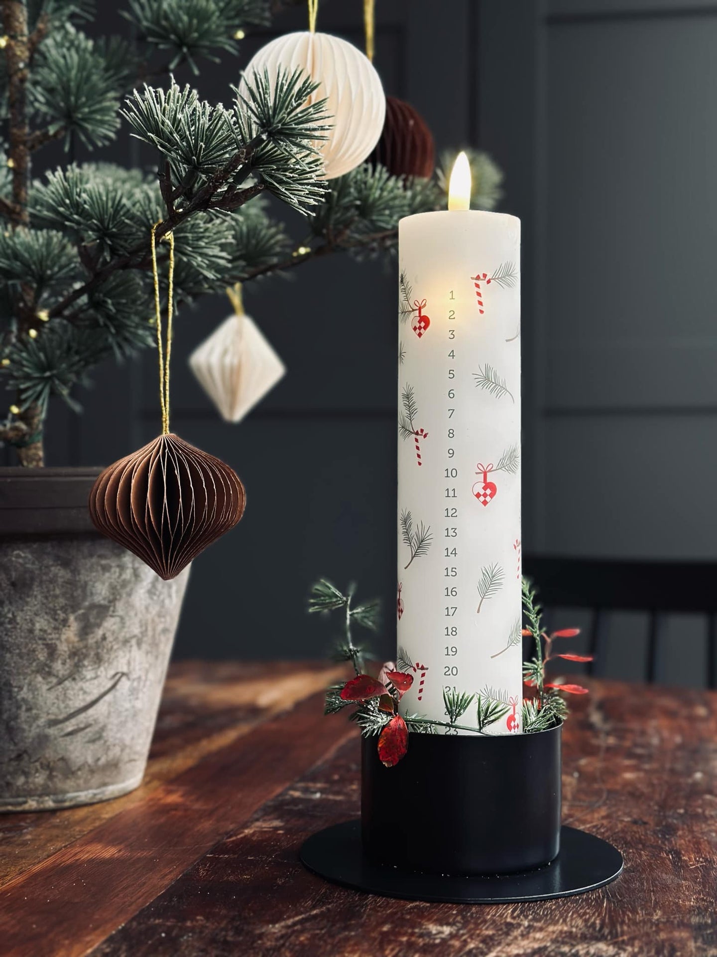 Ljusstake KOMBI Svart för blockljus dia 5cm + dia 7cm