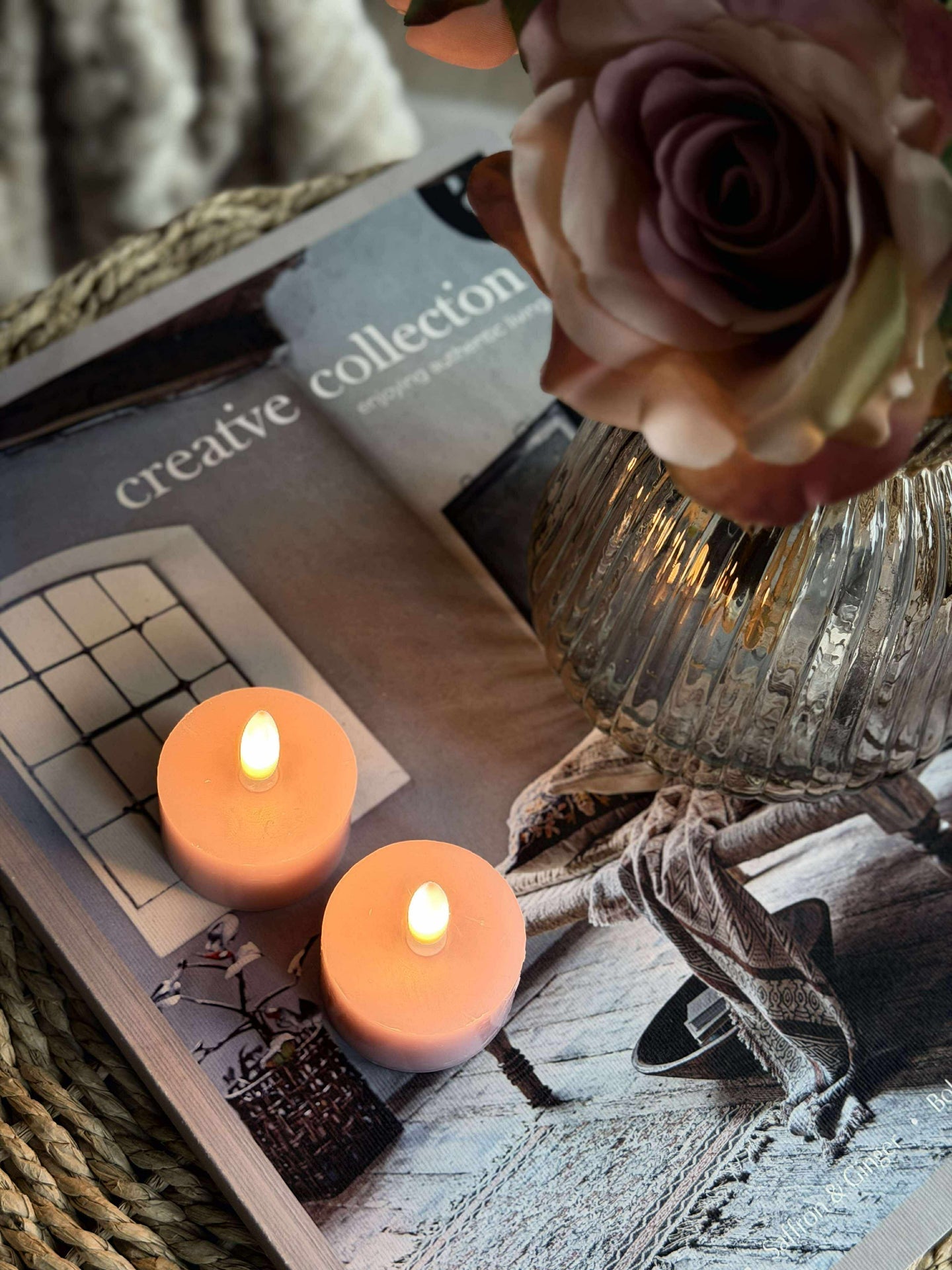 LED Värmeljus 2 st - Rosa vax