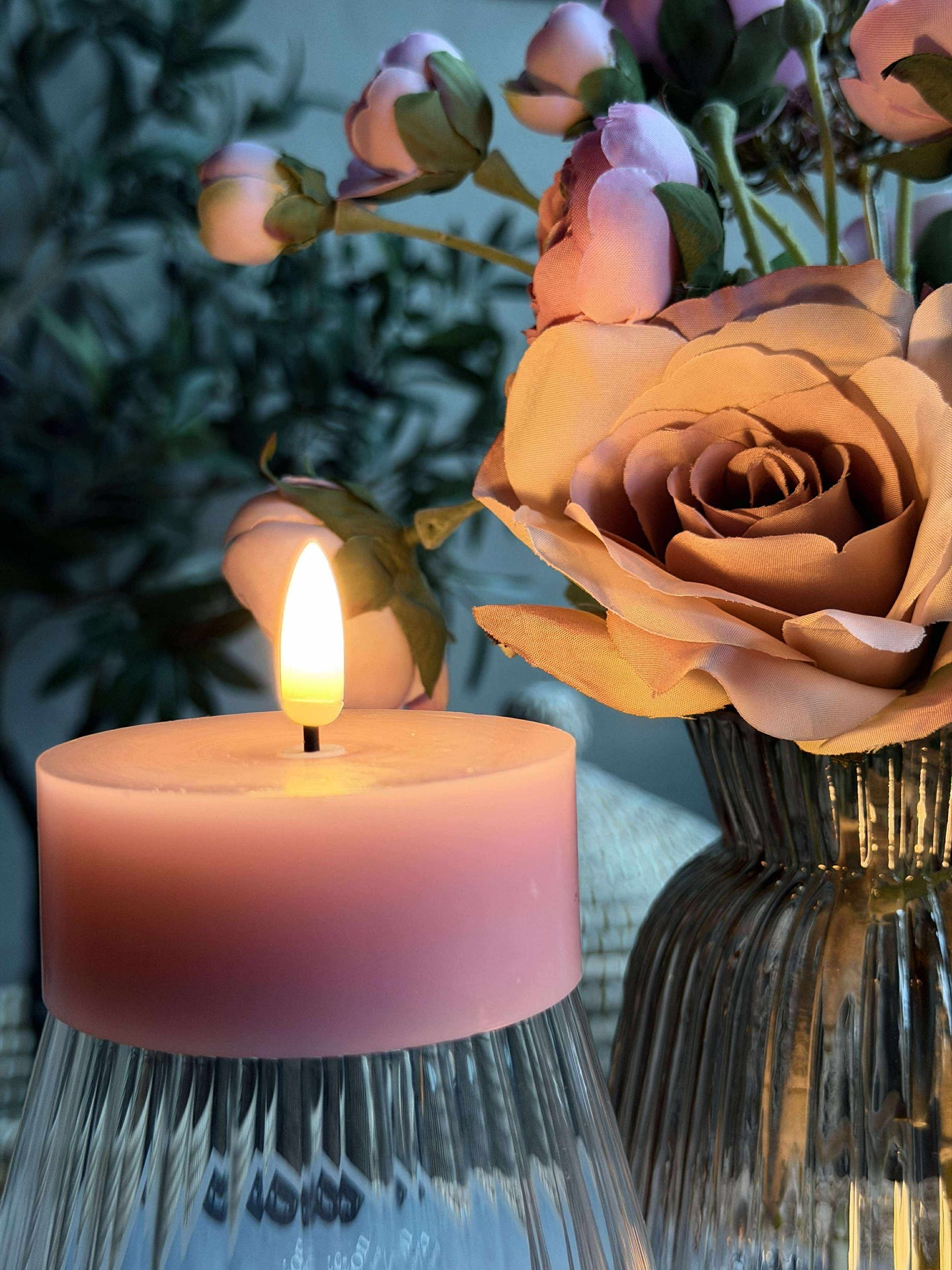 LED JUMBO Värmeljus 2 st - Rosa vax