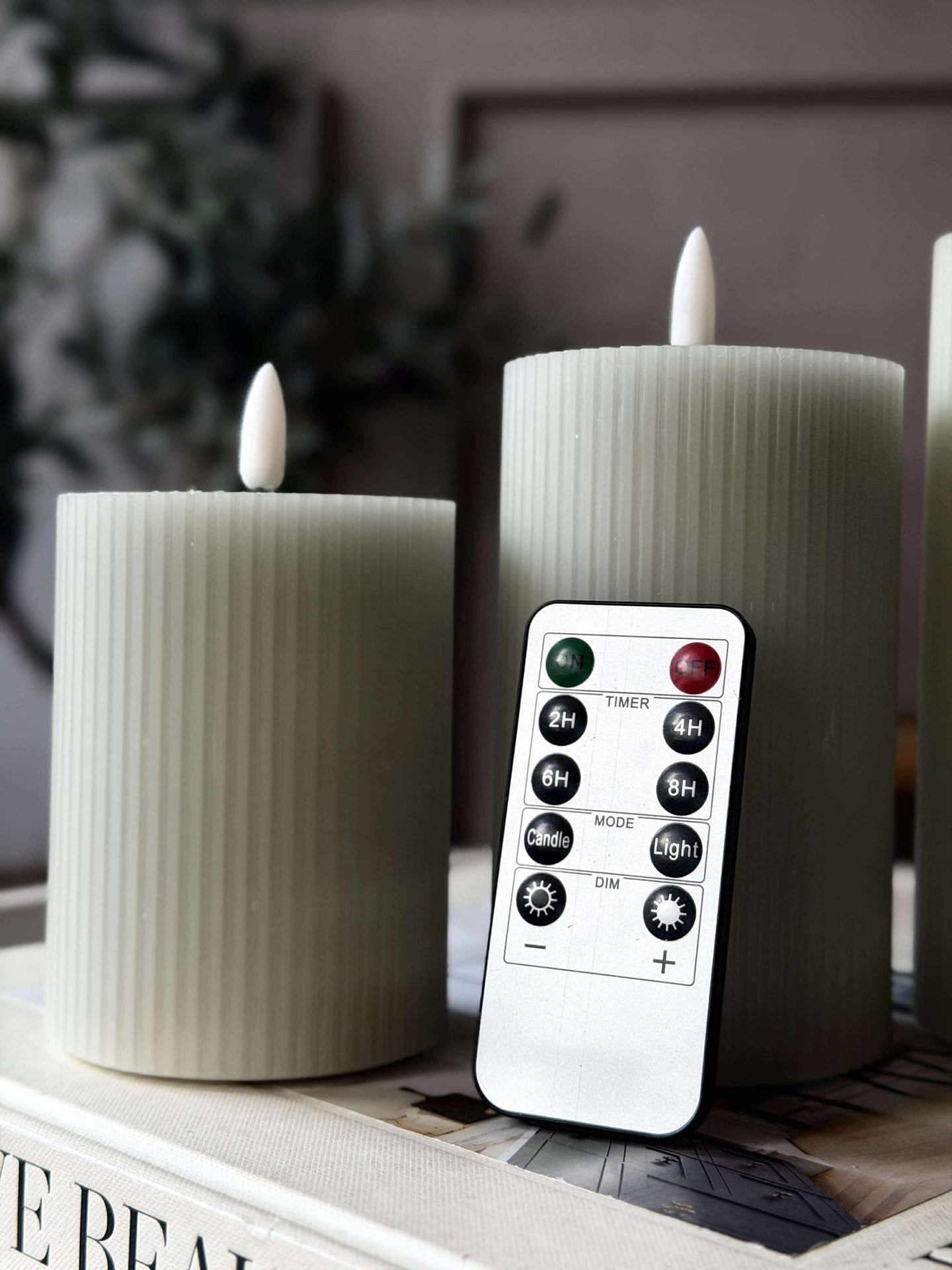 LED-blockljus Mint med rillor - Set med 3 st