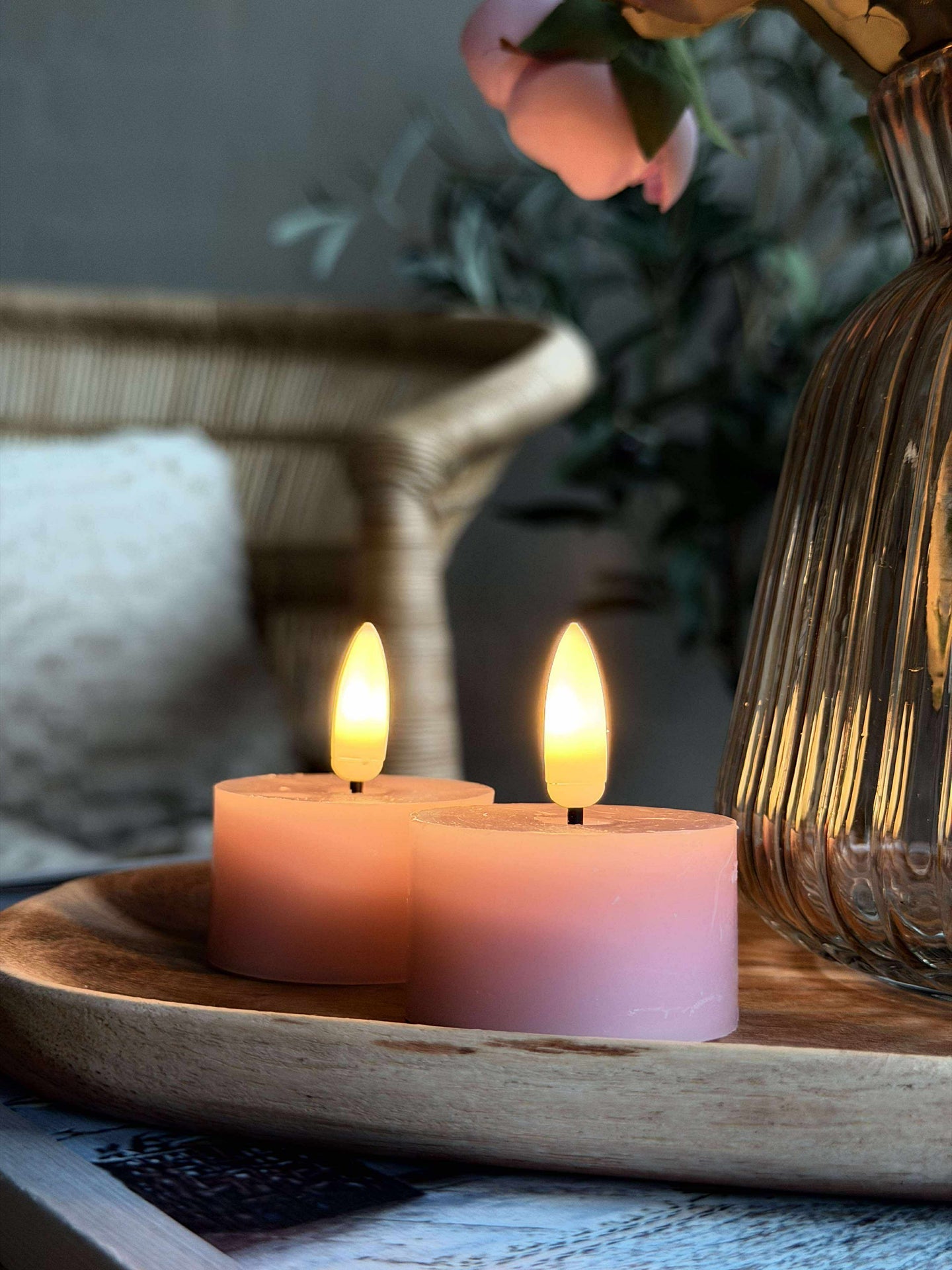 LED Värmeljus 2 st - Rosa vax