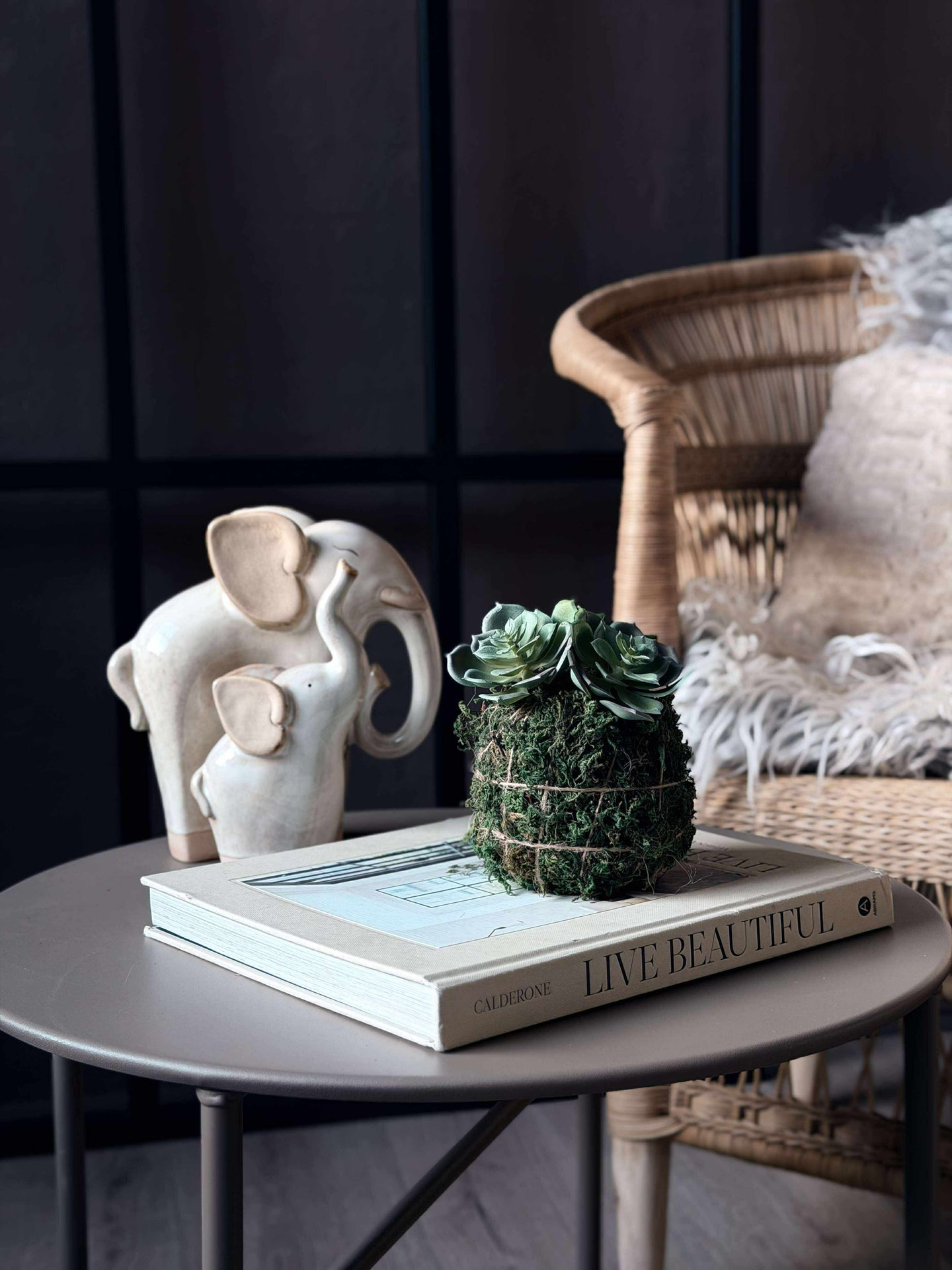 Blomma taklök mossboll