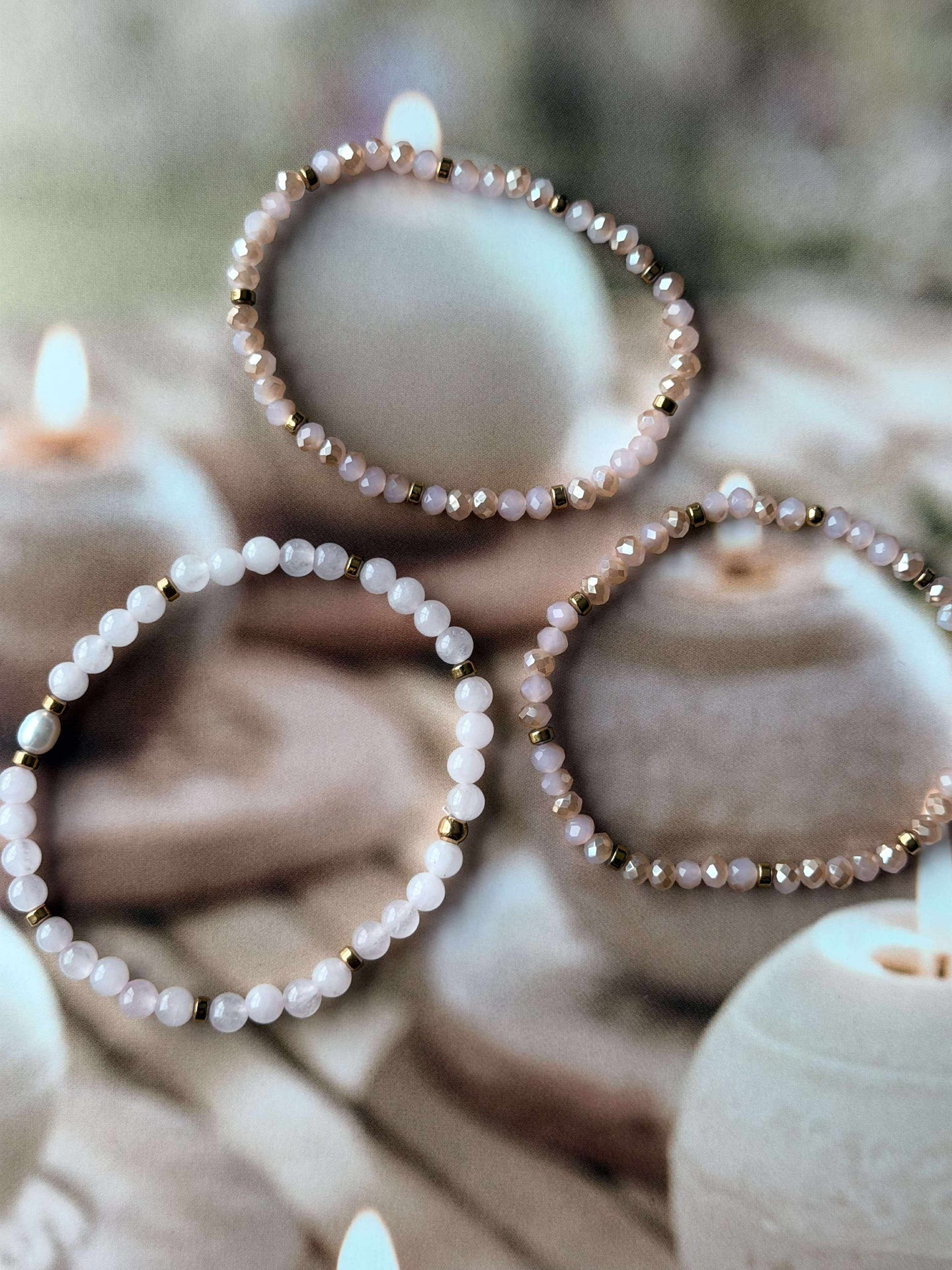 Armband Leah Soft Rose – Set med 3 st