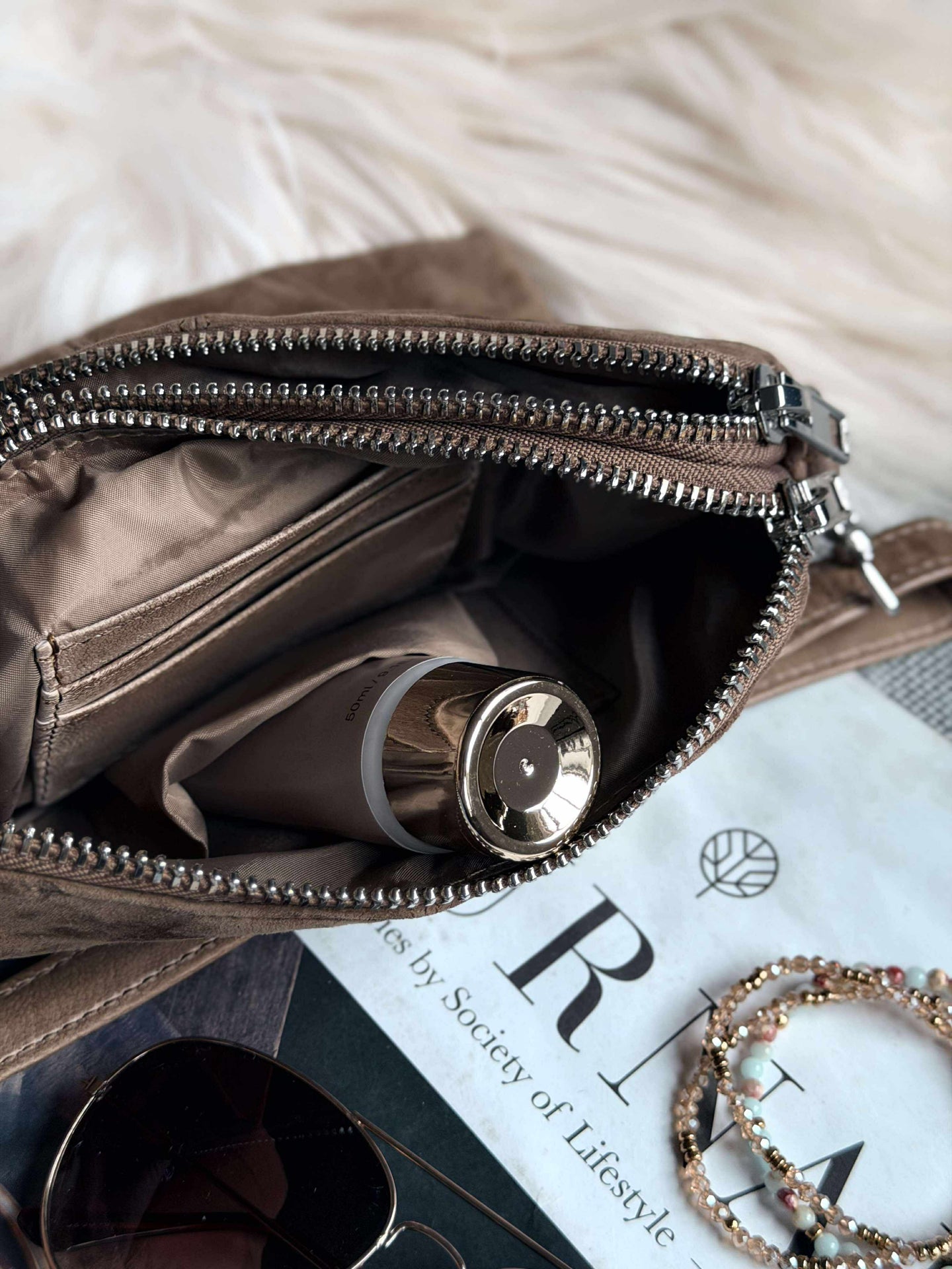 Crossbody clutch ALICE - Nude brown