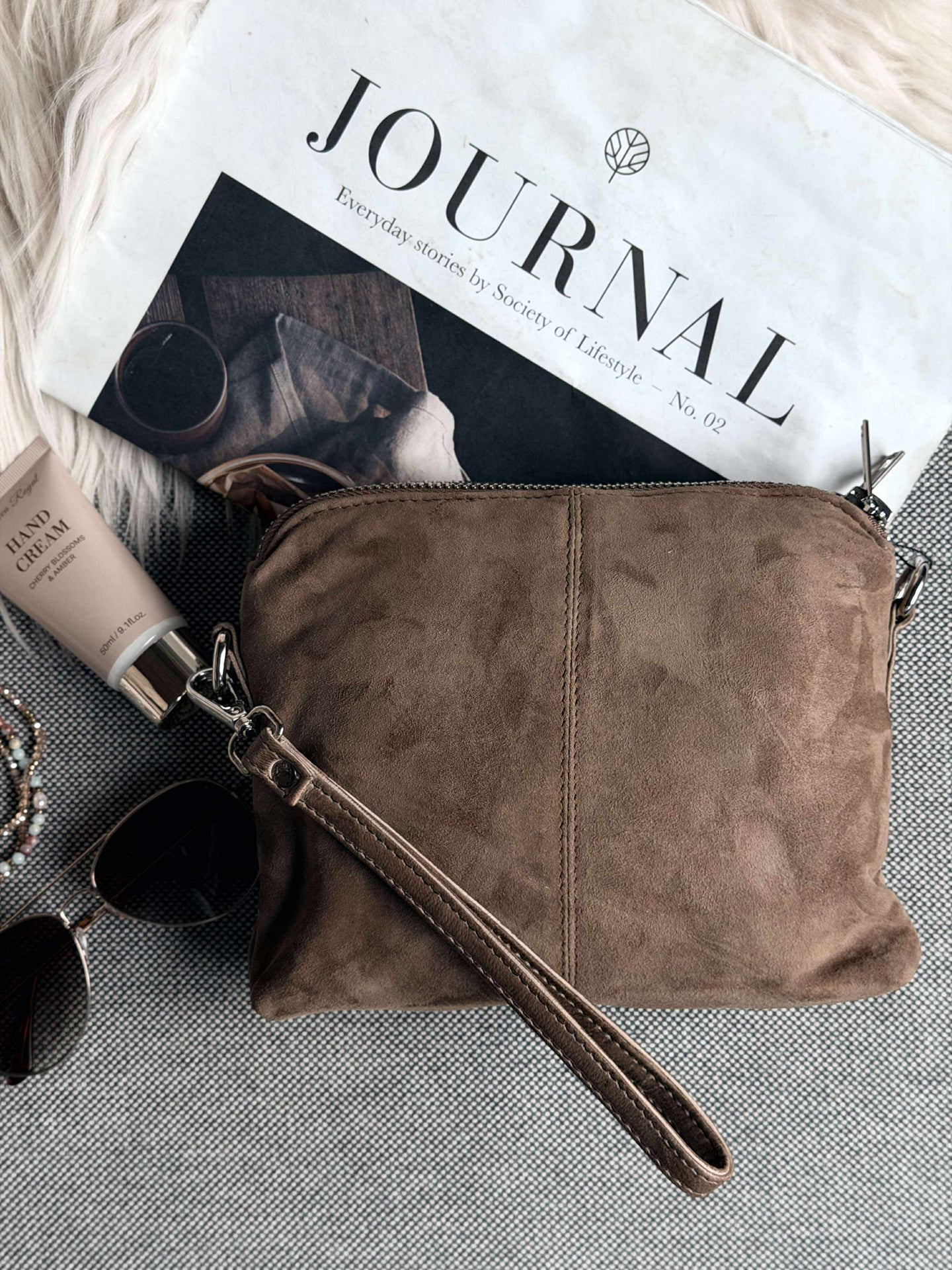 Crossbody clutch ALICE - Nude brown