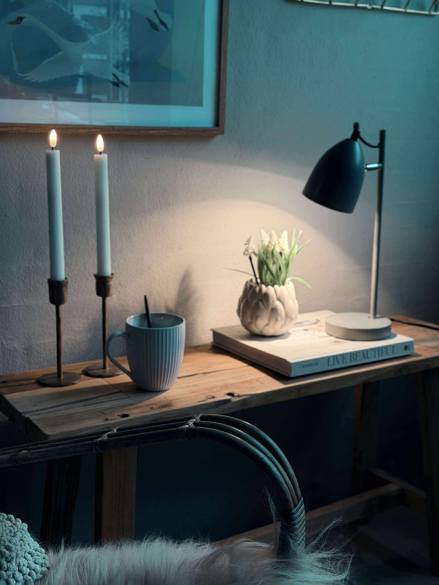 Bordslampa - Grå metall