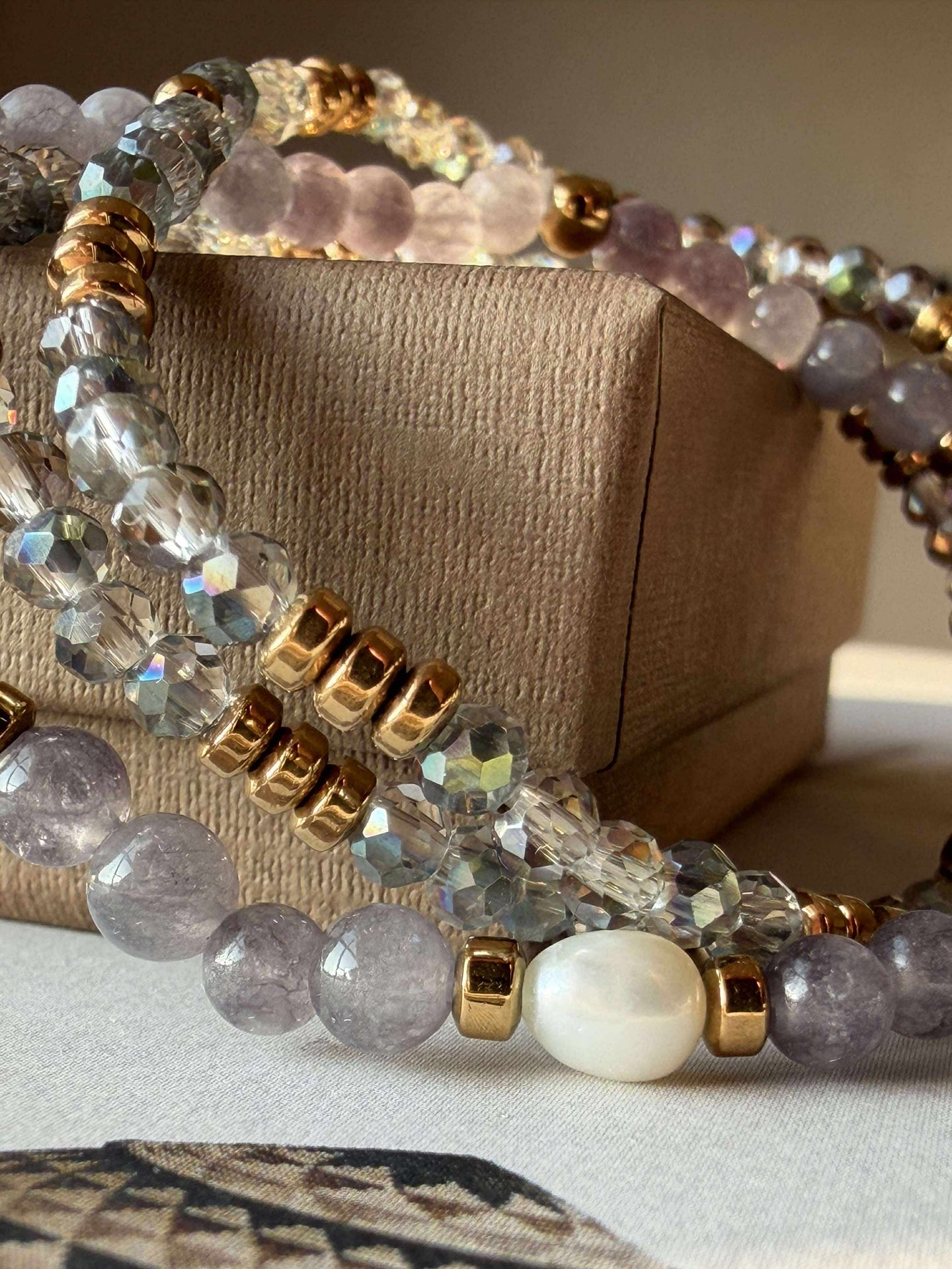 Armband Leah Lavendel/Stone – Set med 3 st