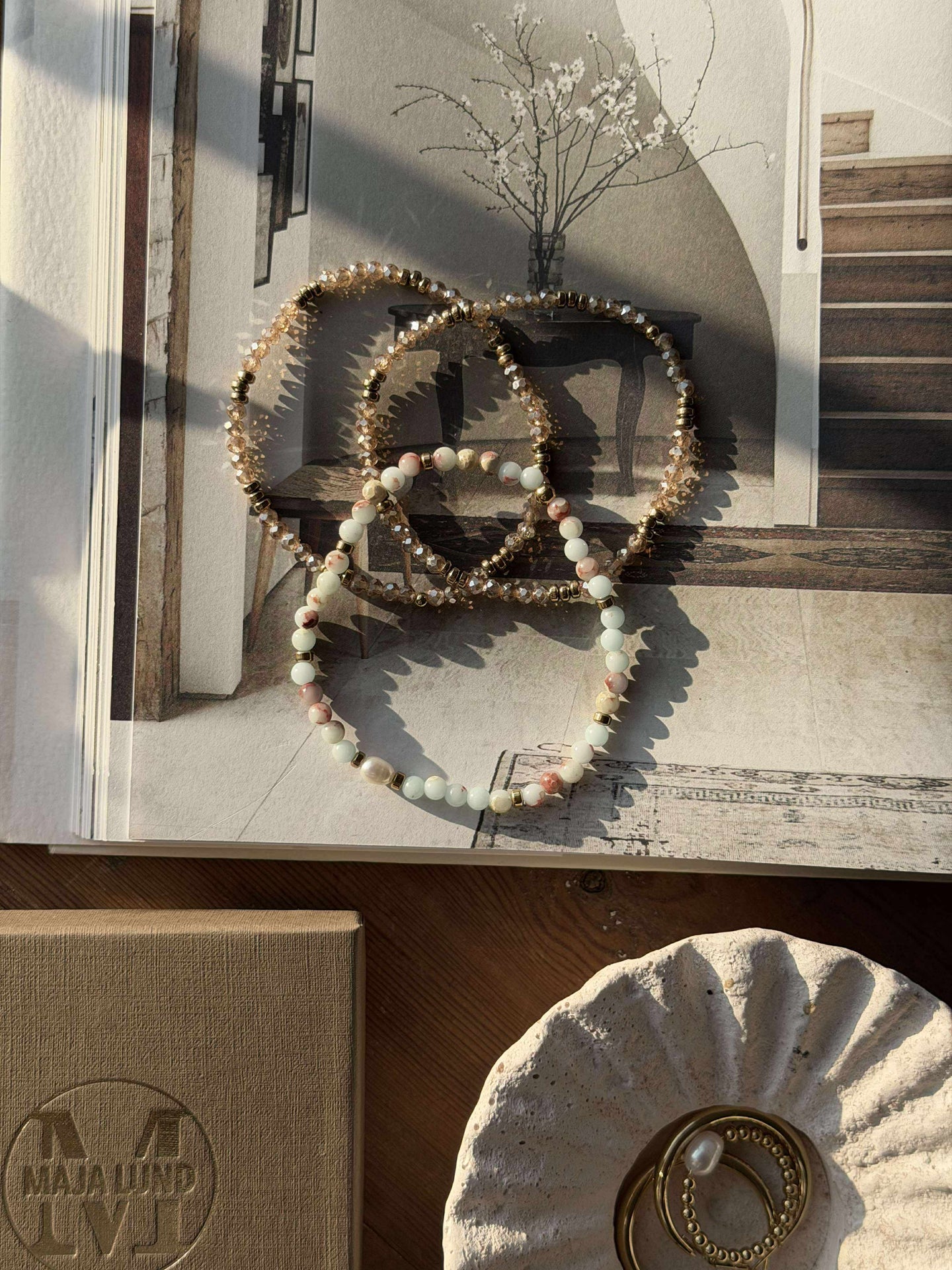 Armband Leah Havsbris/Natur – Set med 3 st