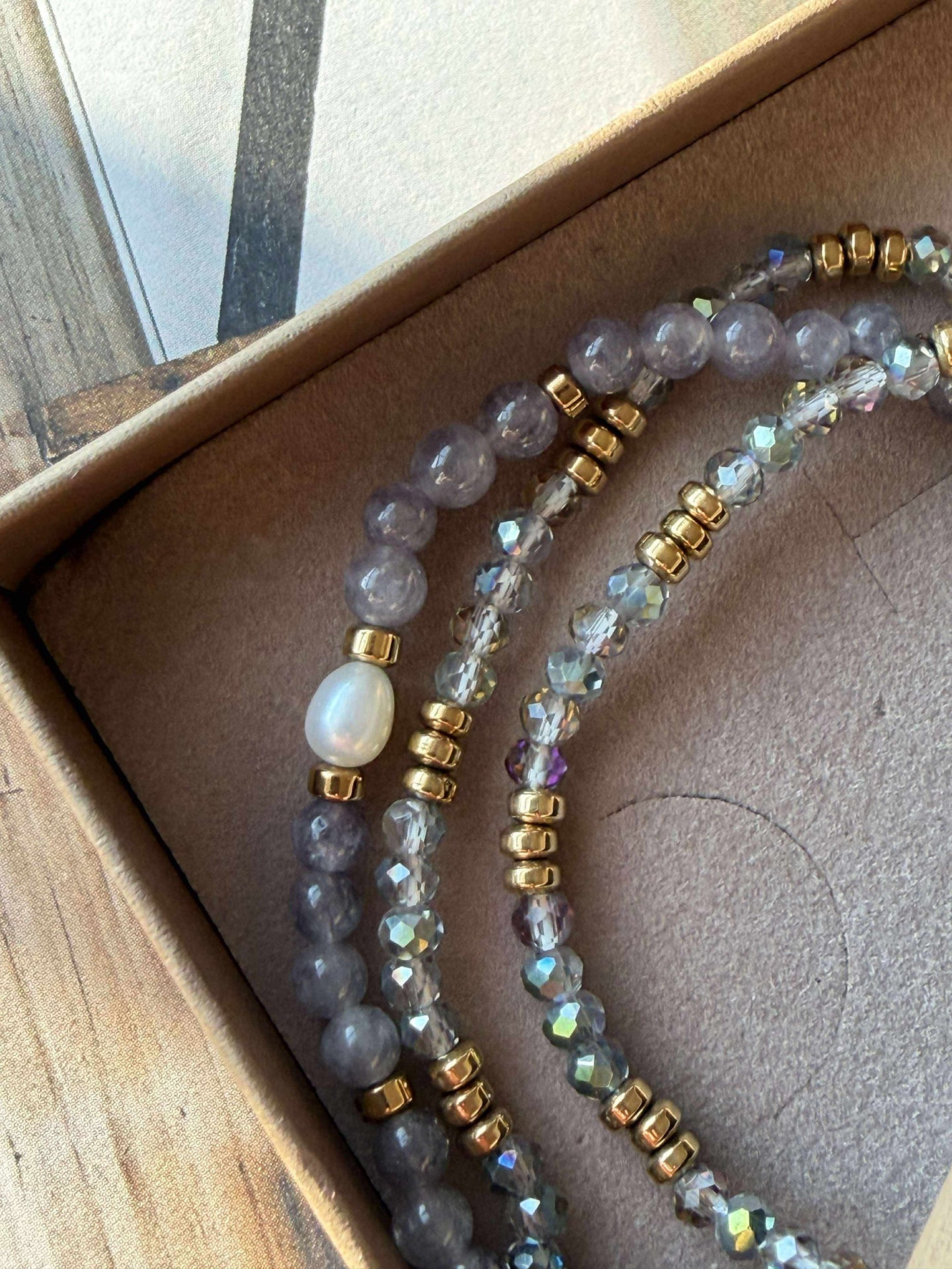 Armband Leah Lavendel/Stone – Set med 3 st