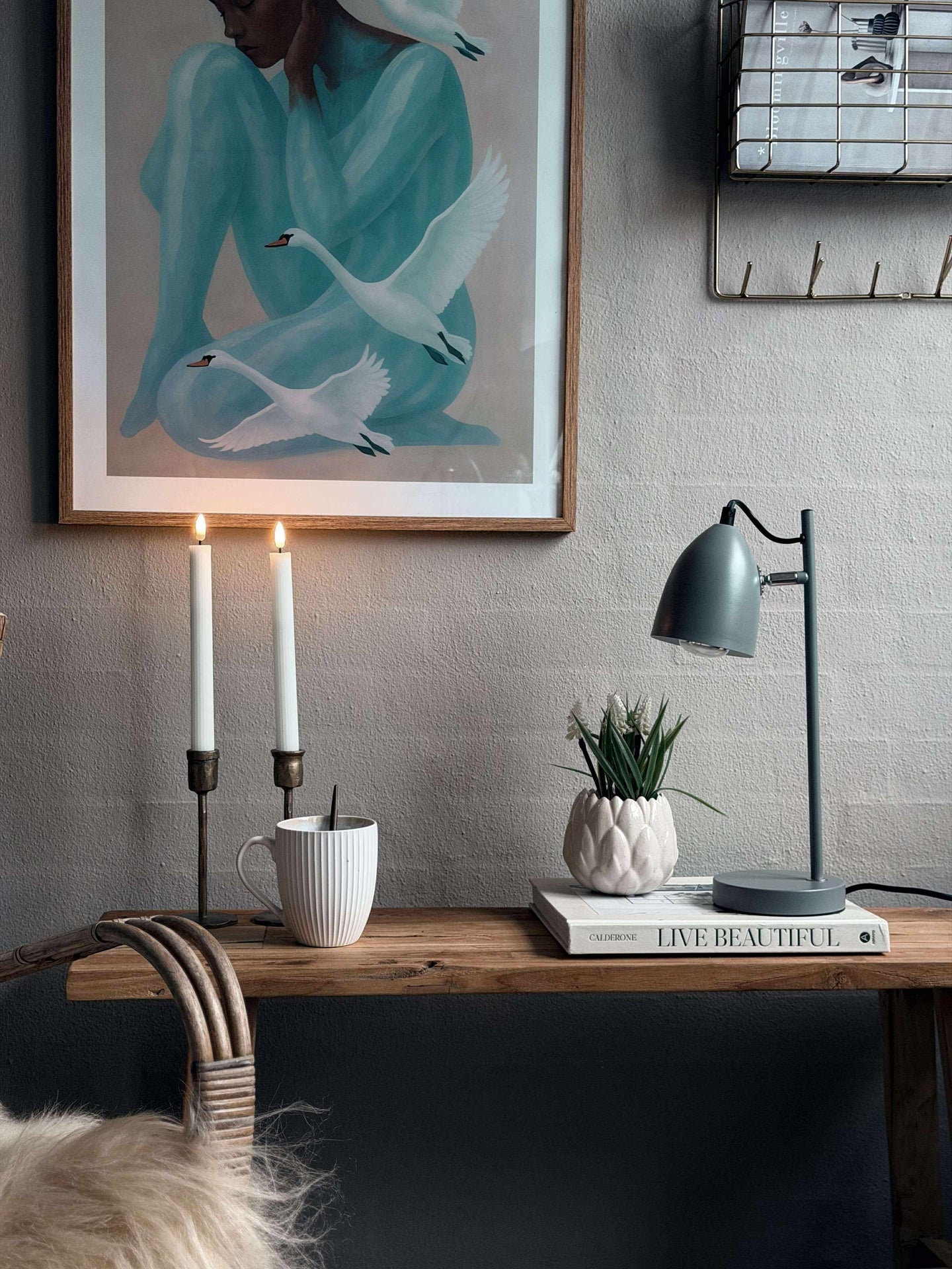 Bordslampa - Grå metall