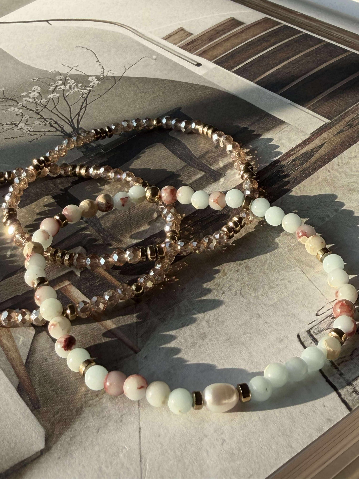 Armband Leah Sea Breeze/Natur – Set med 3 st