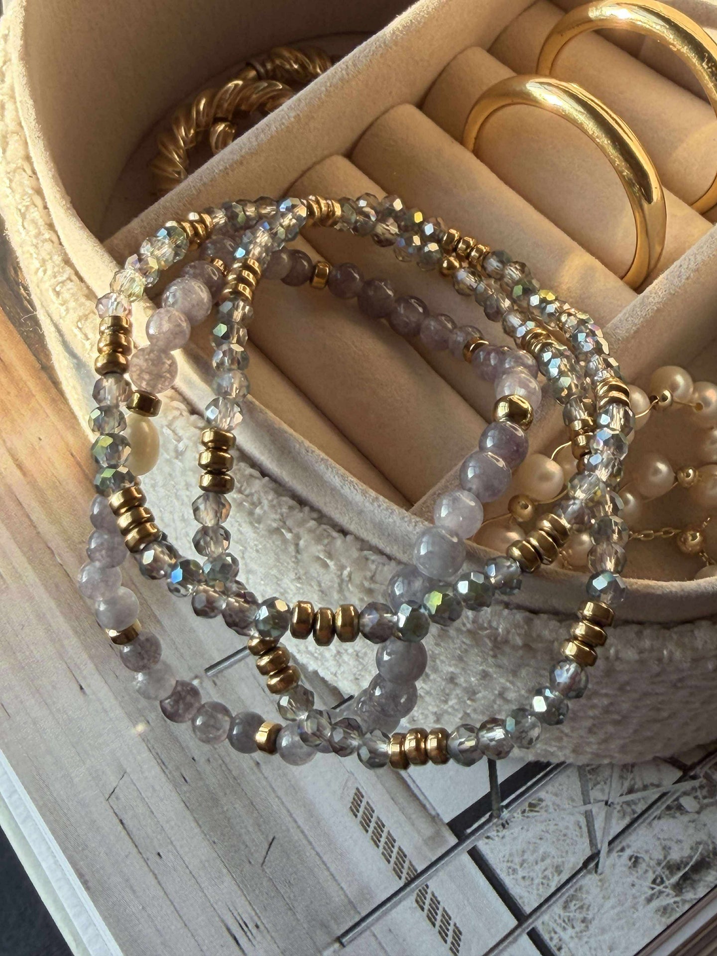 Armband Leah Lavendel/Stone – Set med 3 st