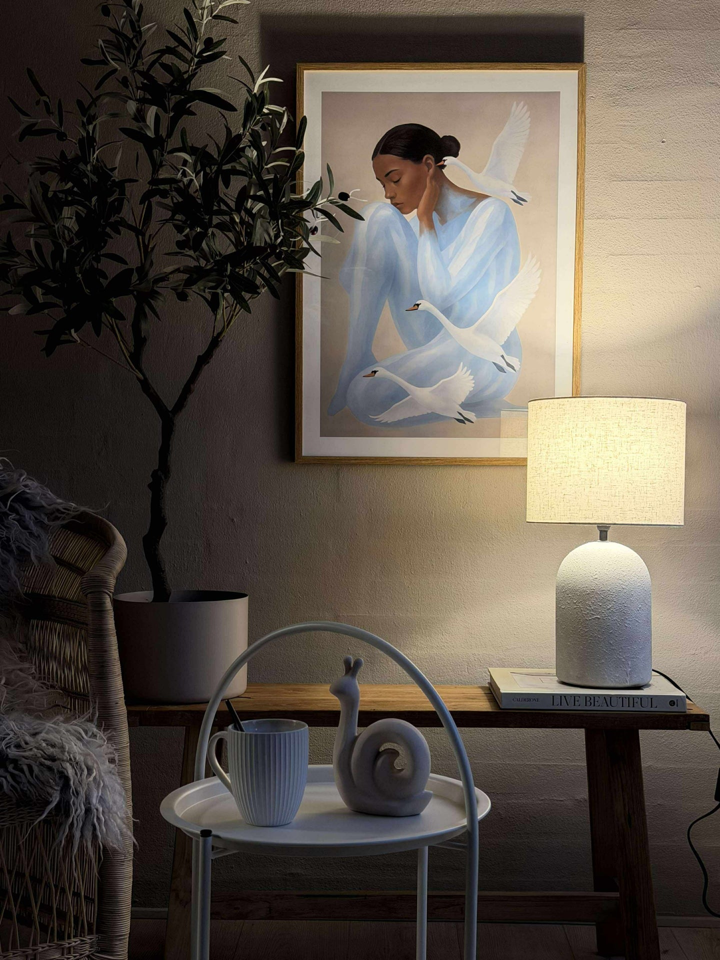 Bordslampa STONEWARE - Ljus natur