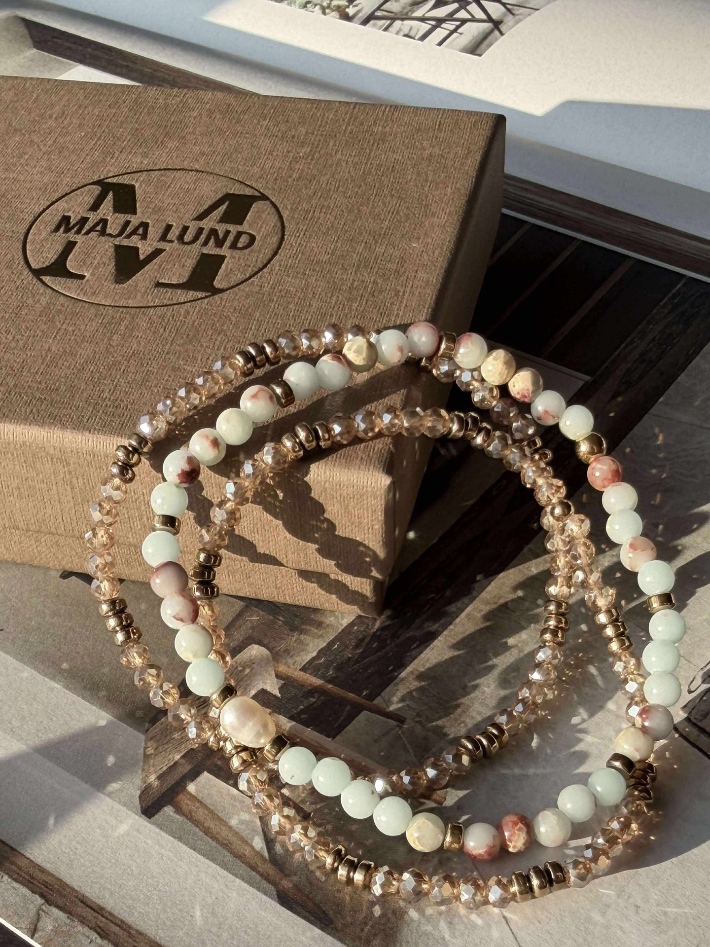 Armband Leah Havsbris/Natur – Set med 3 st