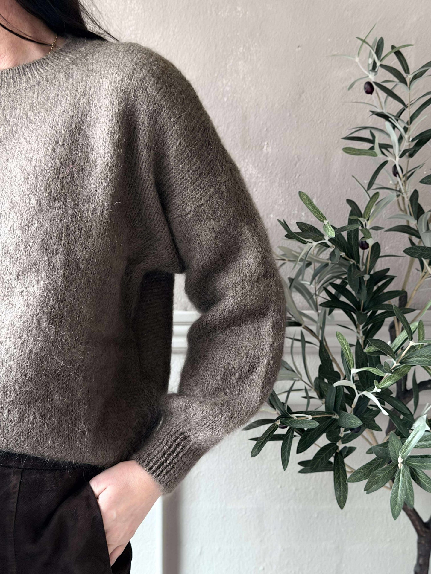 Stickad LUX Mohair - Taupe