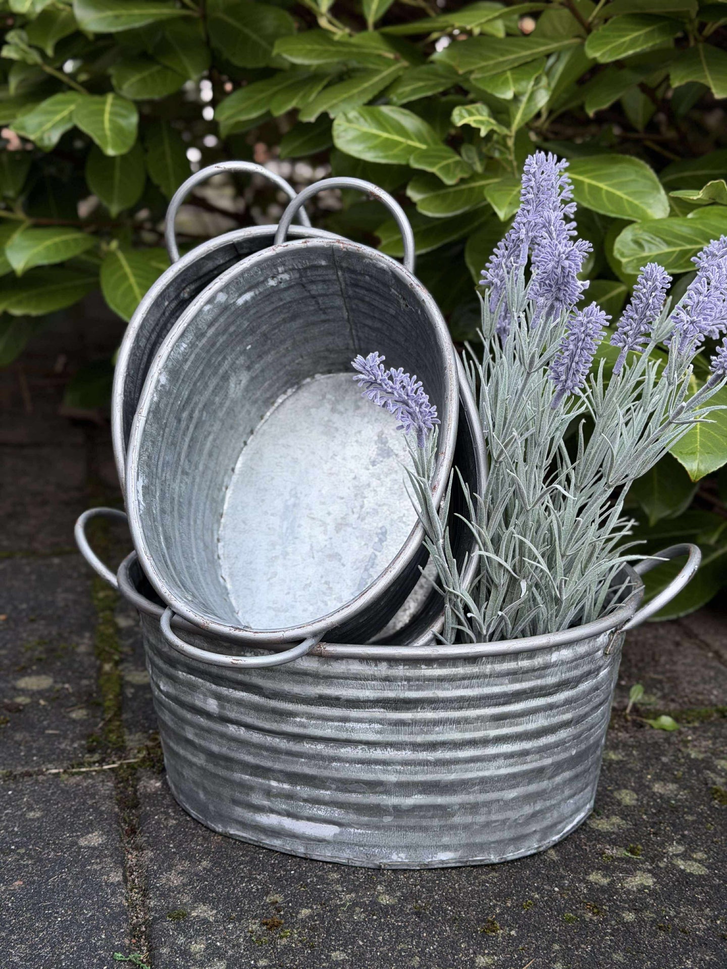 Zinkbaljor - Set med 3 st. Ljus kant