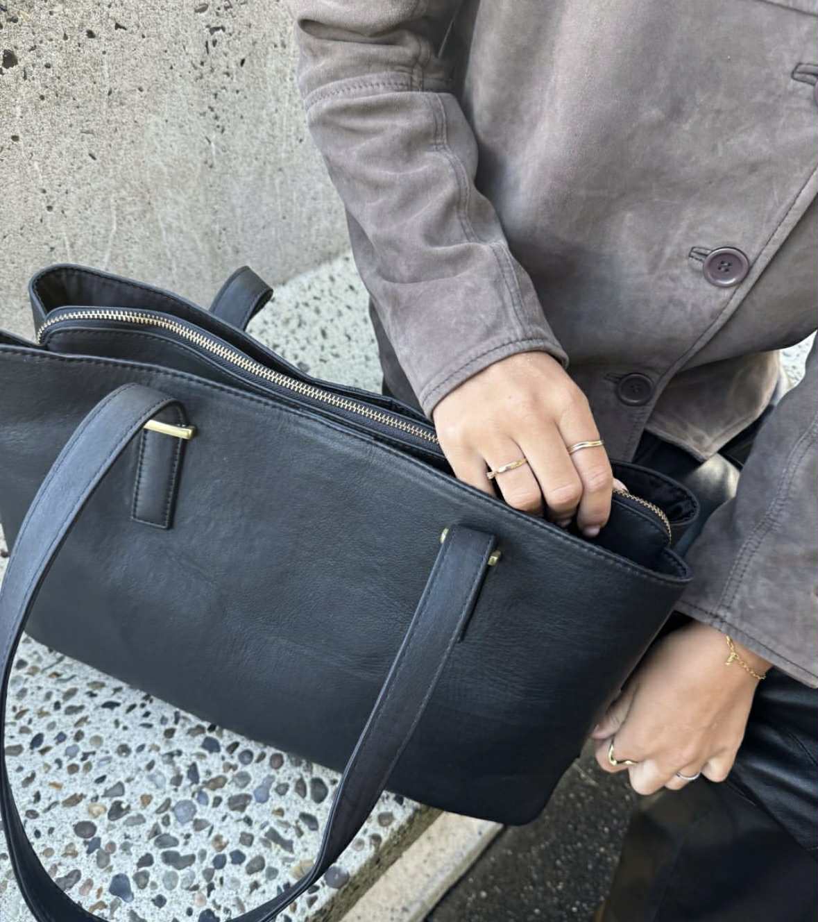 Arbetväska / shopper - Svart läder