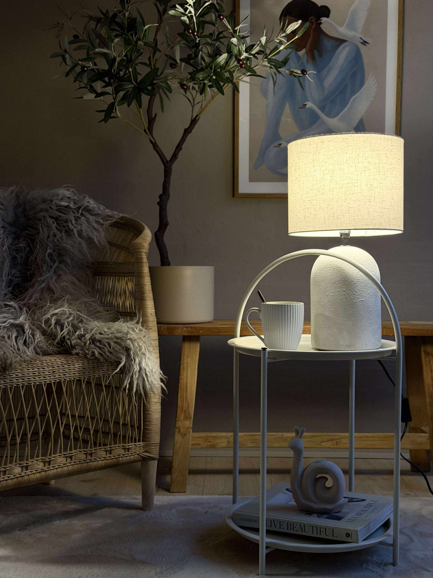 Bordslampa STONEWARE - Ljus natur