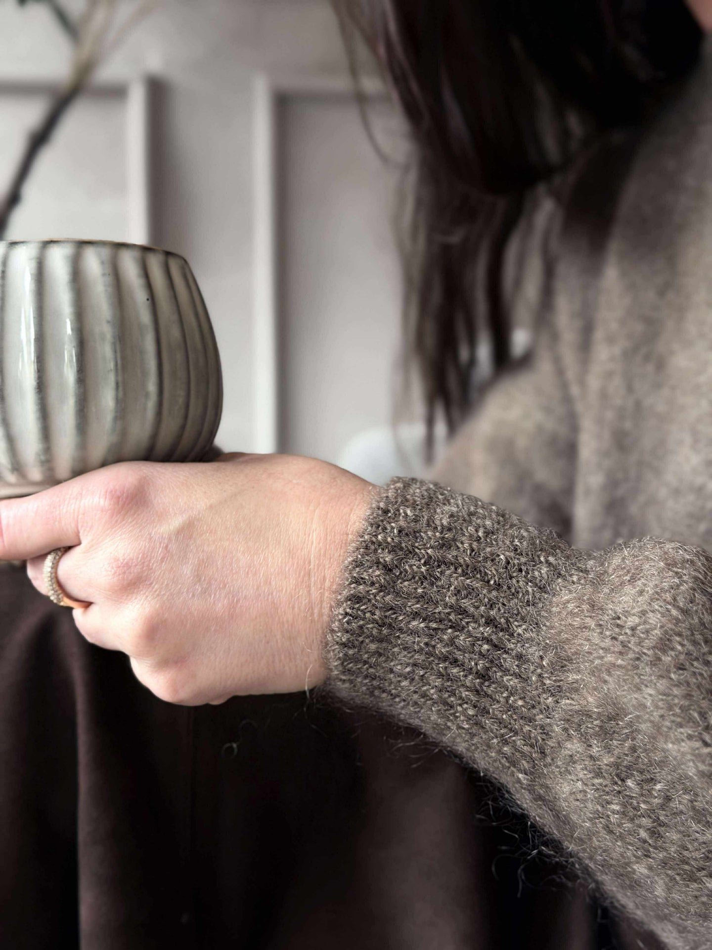 Stickad LUX Mohair - Taupe