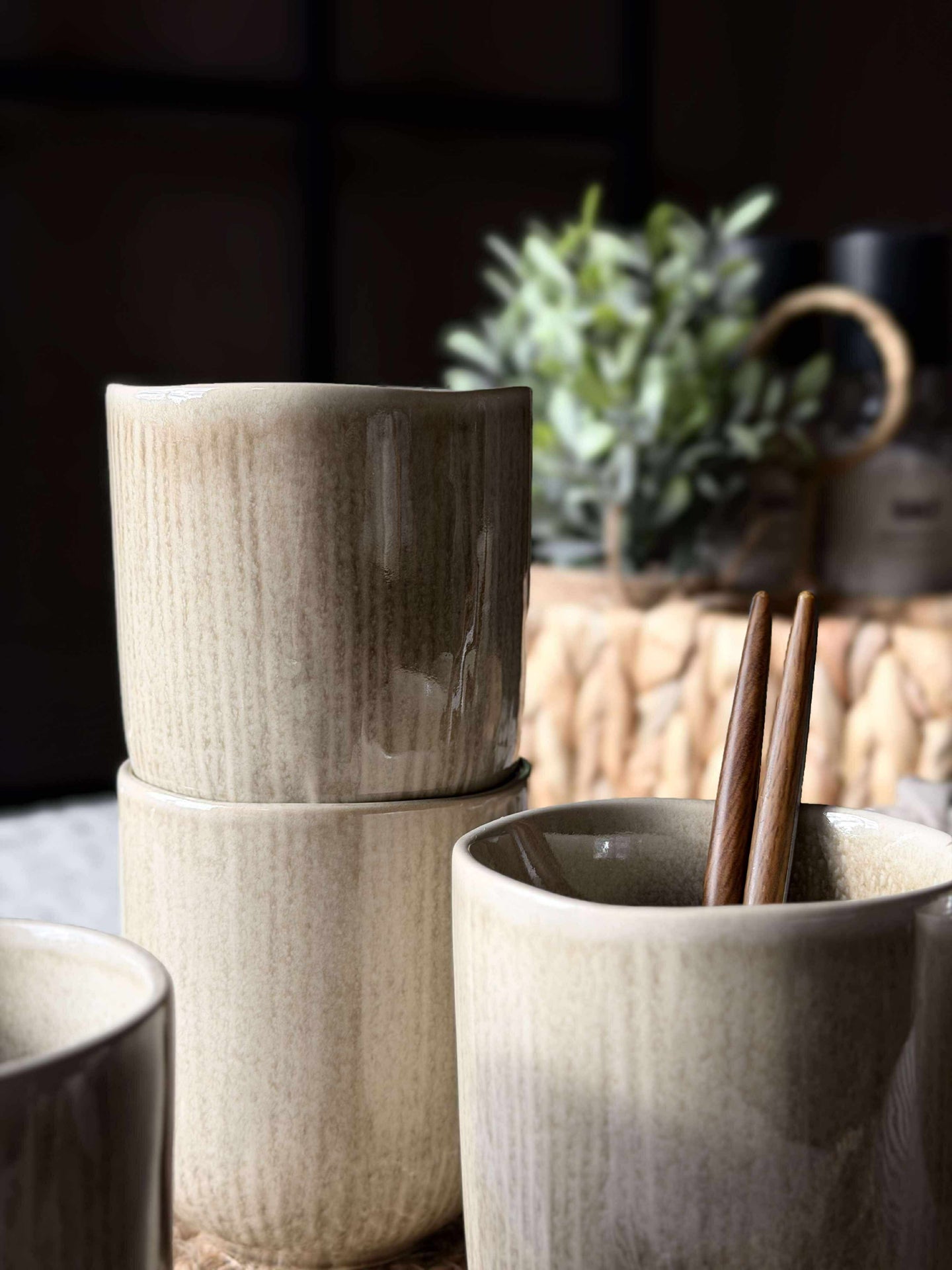 Mugg Lydia keramik - Set med 4 st Beige