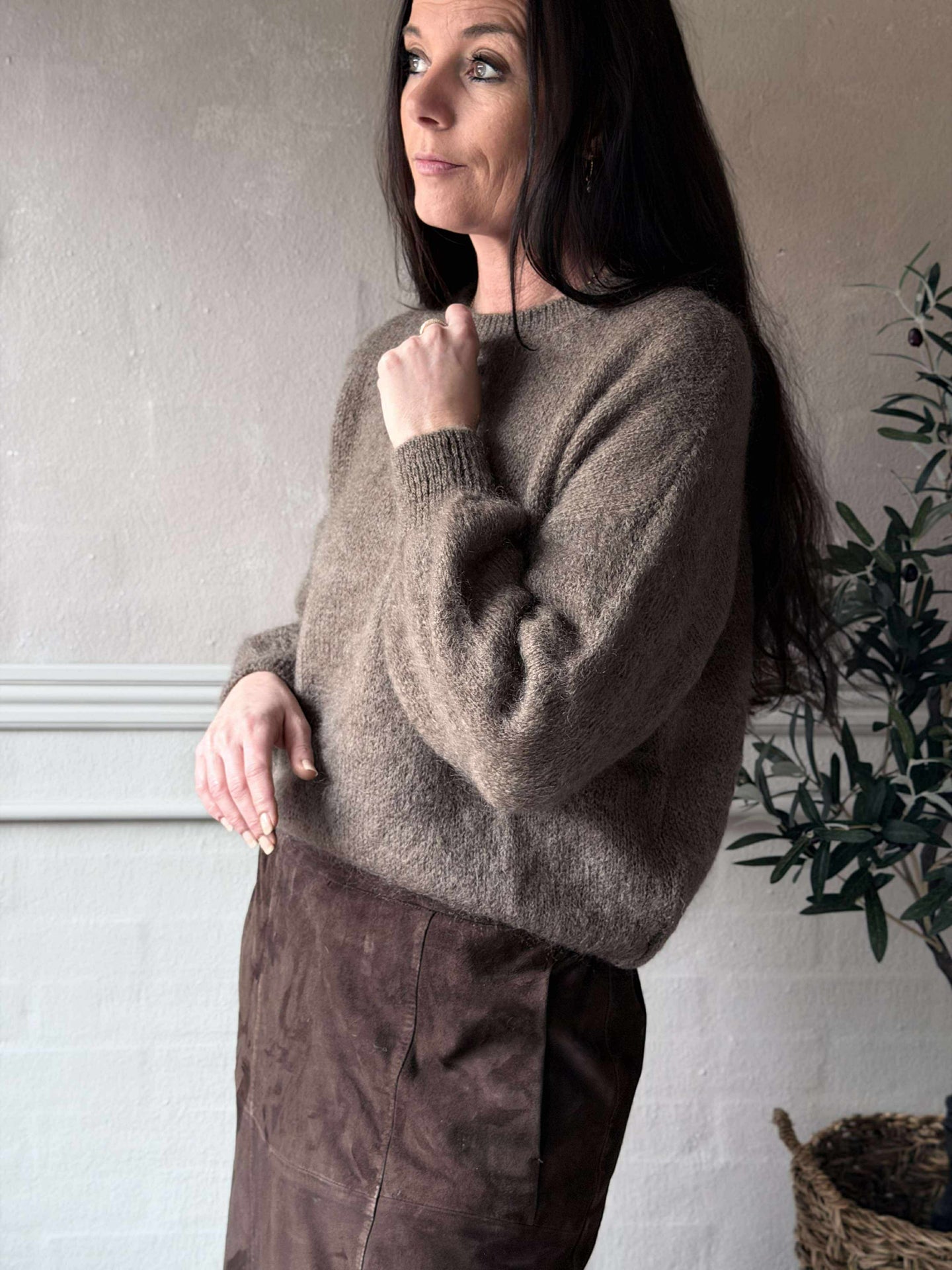 Stickad LUX Mohair - Taupe